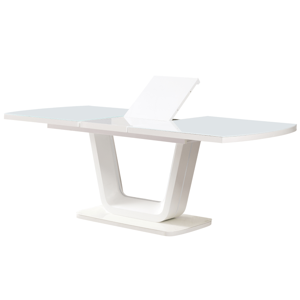 Masa dining extensibila, alb lucios, 160-200x90 cm, OLAV — imaginea 3