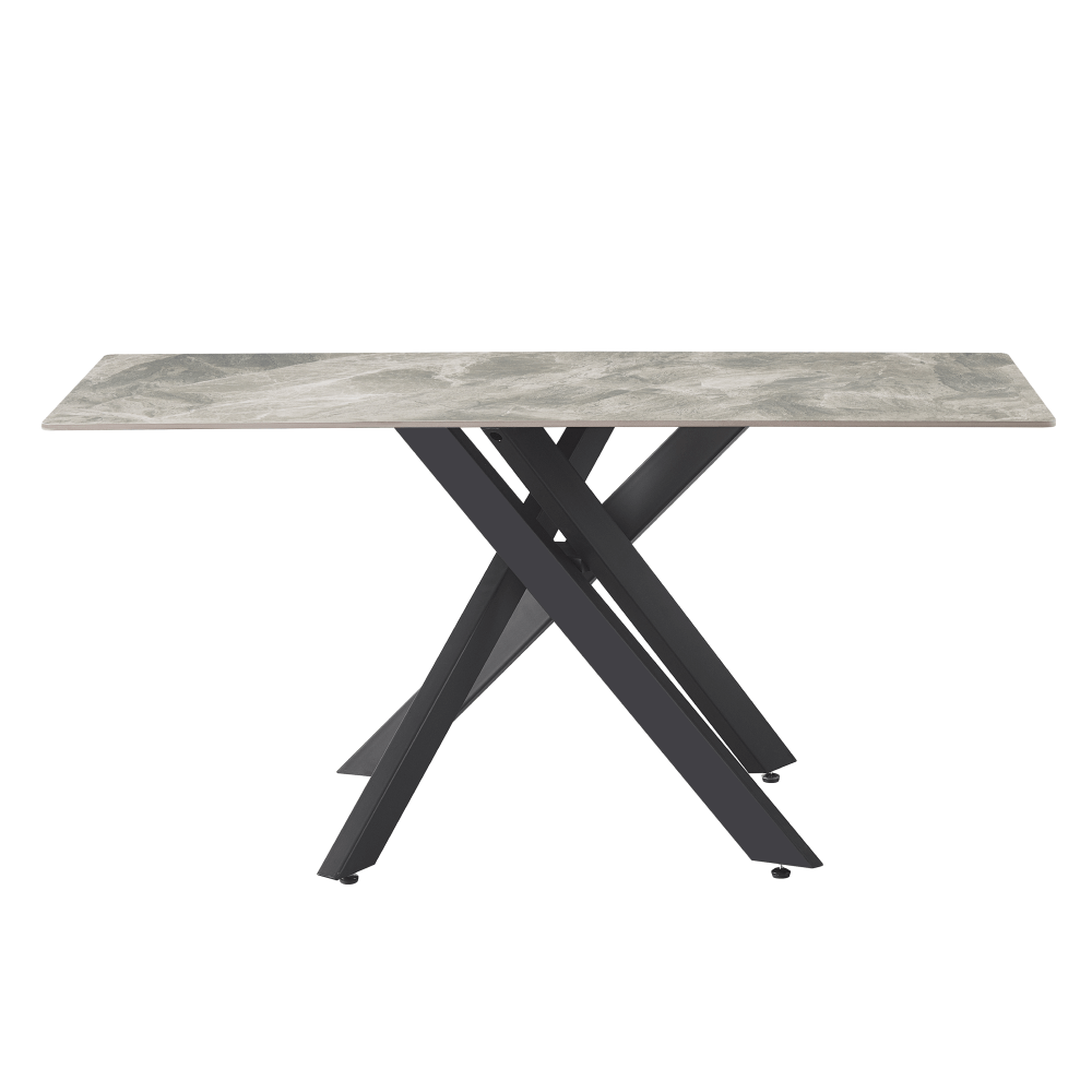 Masa dining, gri deschis/neagra, 160x90 cm, ZENOS — imaginea 3