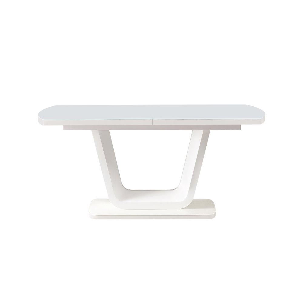Masa dining extensibila, alb lucios, 160-200x90 cm, OLAV — imaginea 4