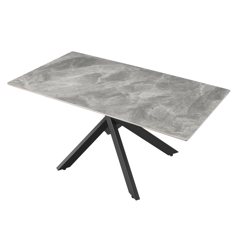 Masa dining, gri deschis/neagra, 160x90 cm, ZENOS — imaginea 4