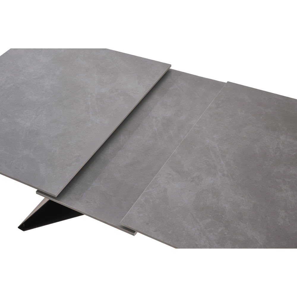 Masa dining extensibila, beton/neagra, 160-200x90 cm, MAJED — imaginea 7