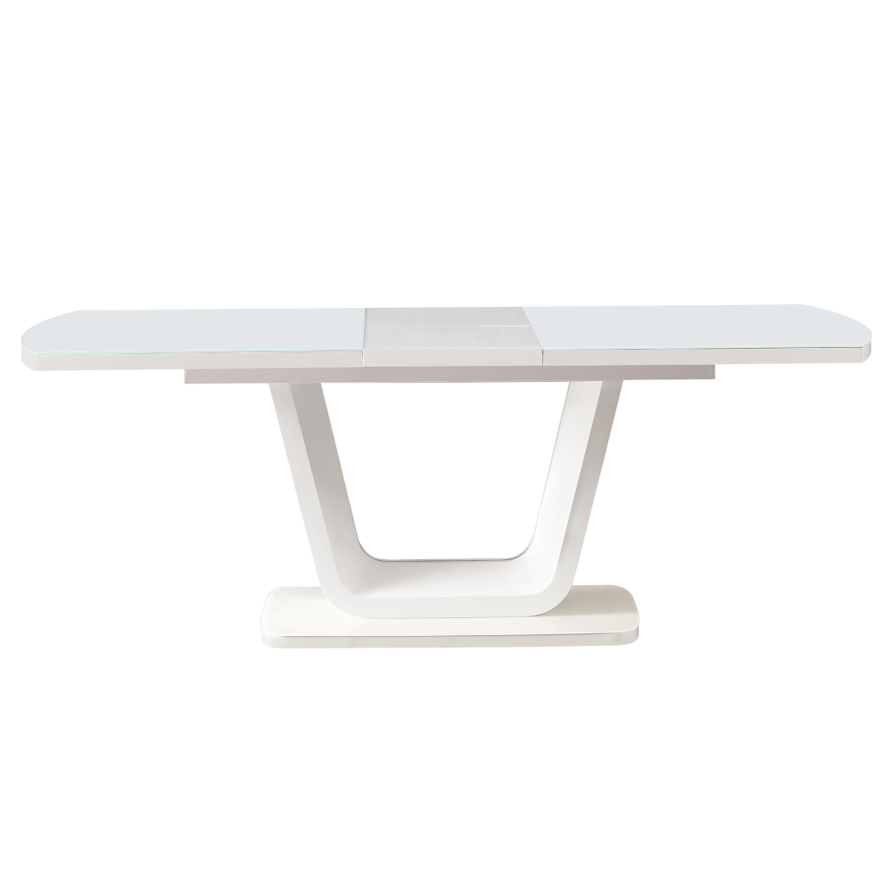 Masa dining extensibila, alb lucios, 160-200x90 cm, OLAV — imaginea 5
