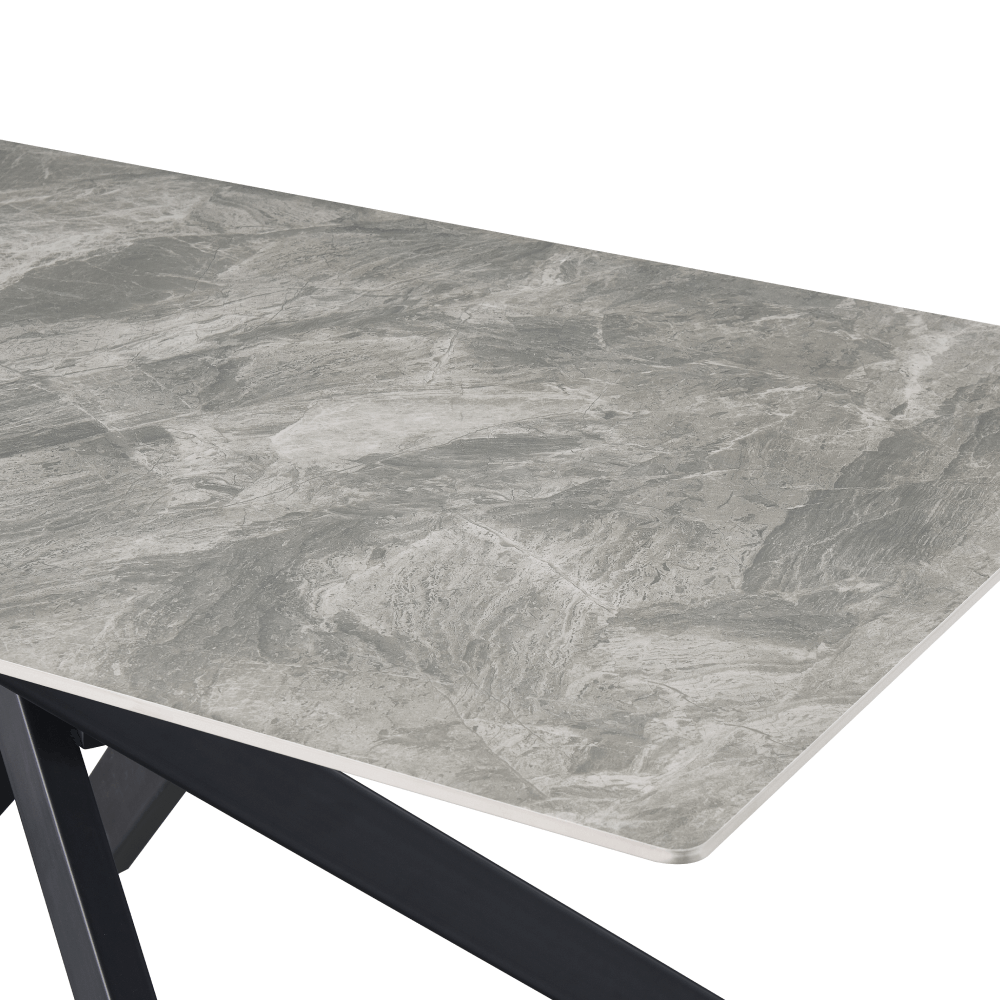 Masa dining, gri deschis/neagra, 160x90 cm, ZENOS — imaginea 5