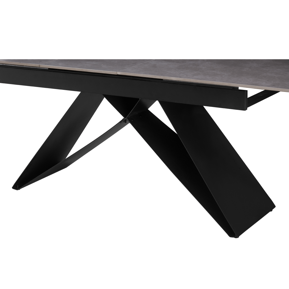 Masa dining extensibila, beton/neagra, 160-200x90 cm, MAJED — imaginea 8