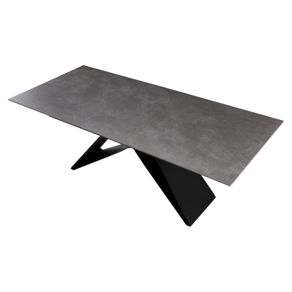 Masa dining extensibila, beton/neagra, 160-200x90 cm, MAJED — imaginea 9