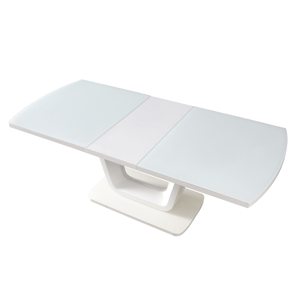 Masa dining extensibila, alb lucios, 160-200x90 cm, OLAV — imaginea 7