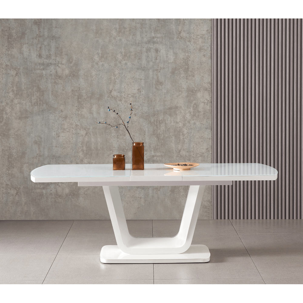 Masa dining extensibila, alb lucios, 160-200x90 cm, OLAV — imaginea 11