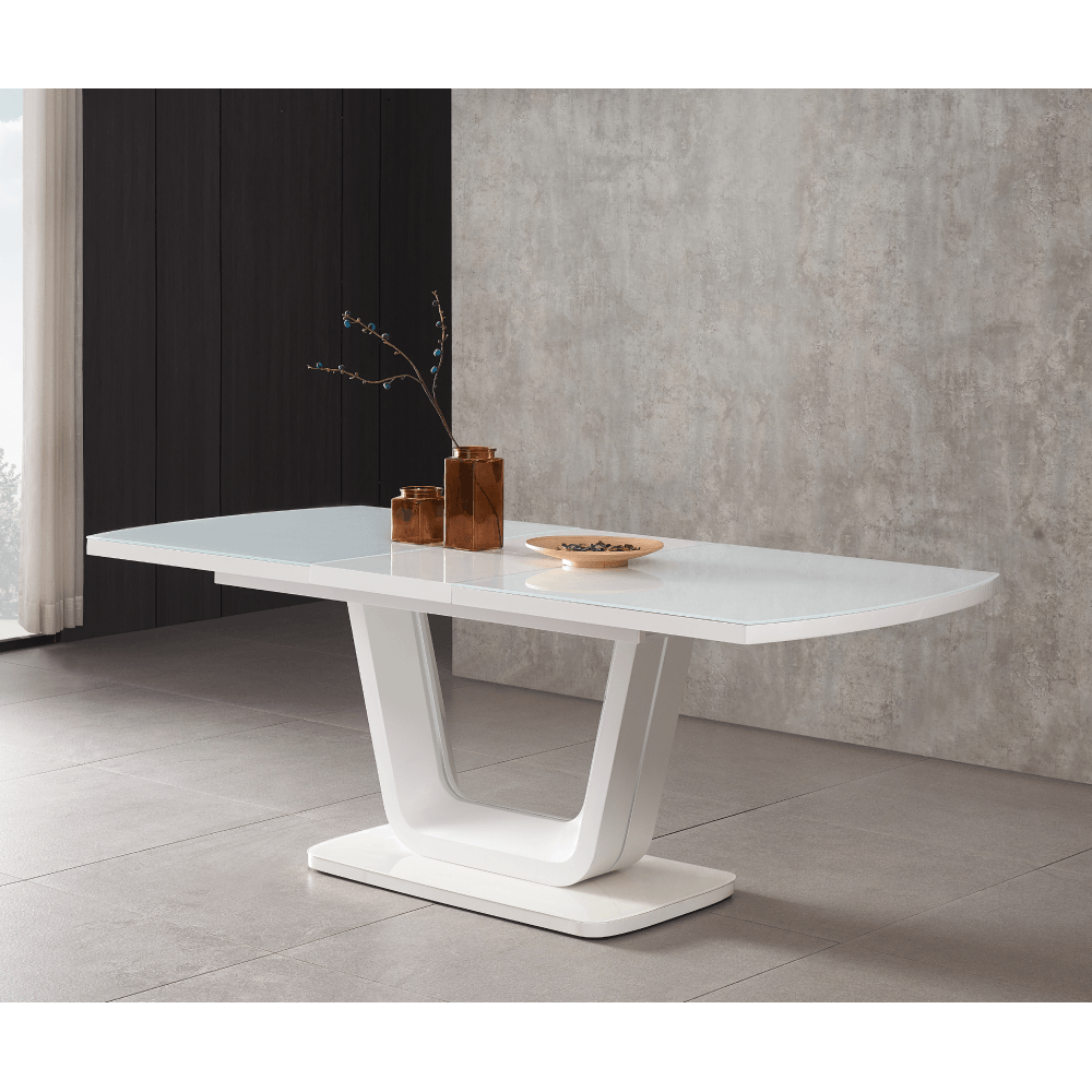 Masa dining extensibila, alb lucios, 160-200x90 cm, OLAV — imaginea 12