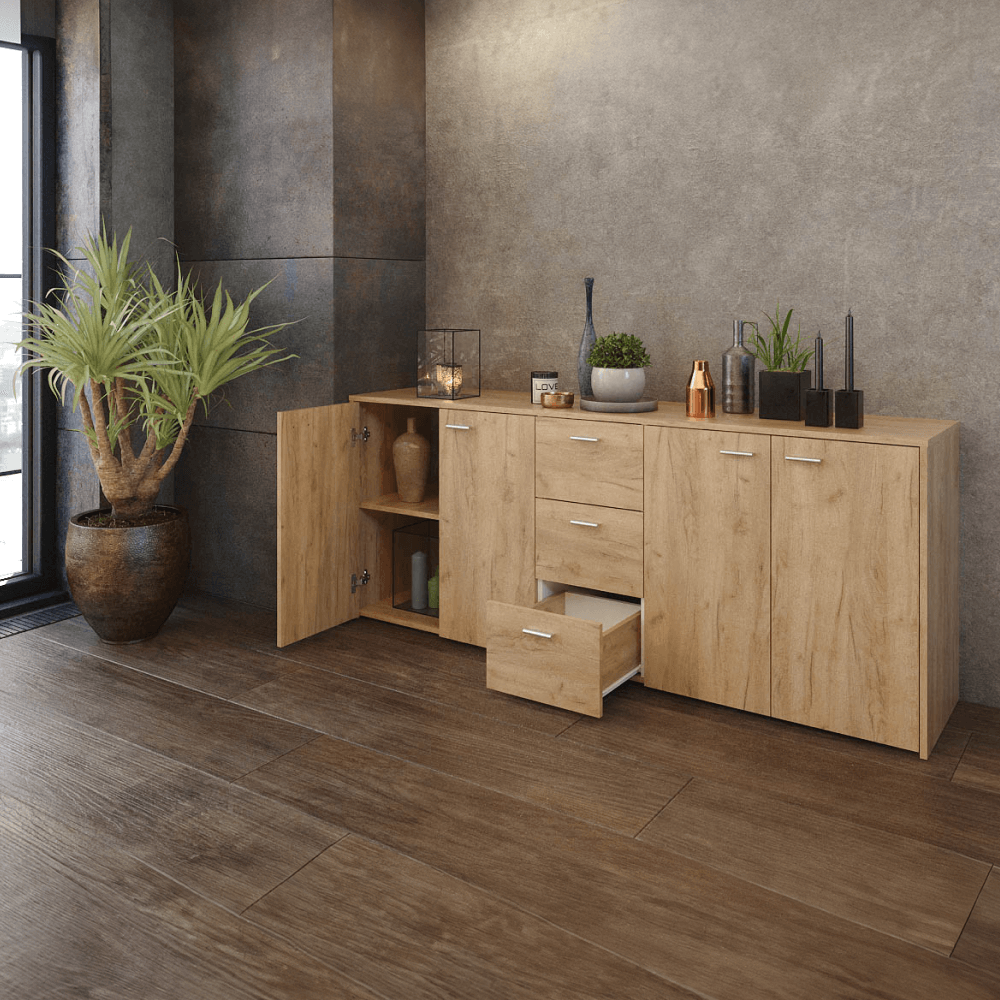 Comoda combinata, stejar artisan, HUGOS 180 — imaginea 4