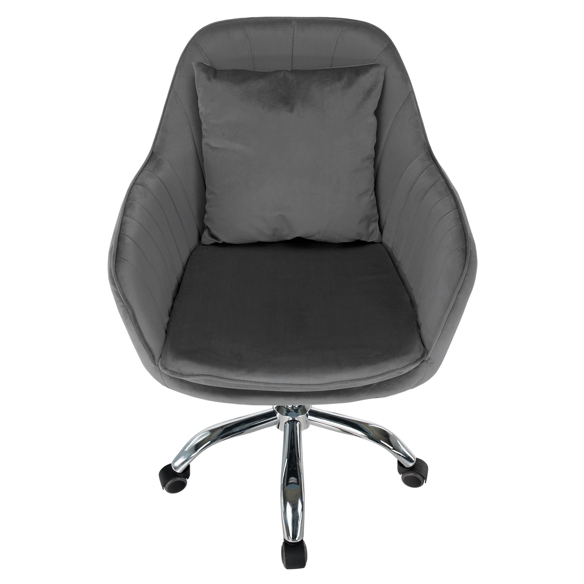 Scaun de birou, tesatura gri Velvet/crom, KLIAN — imaginea 2