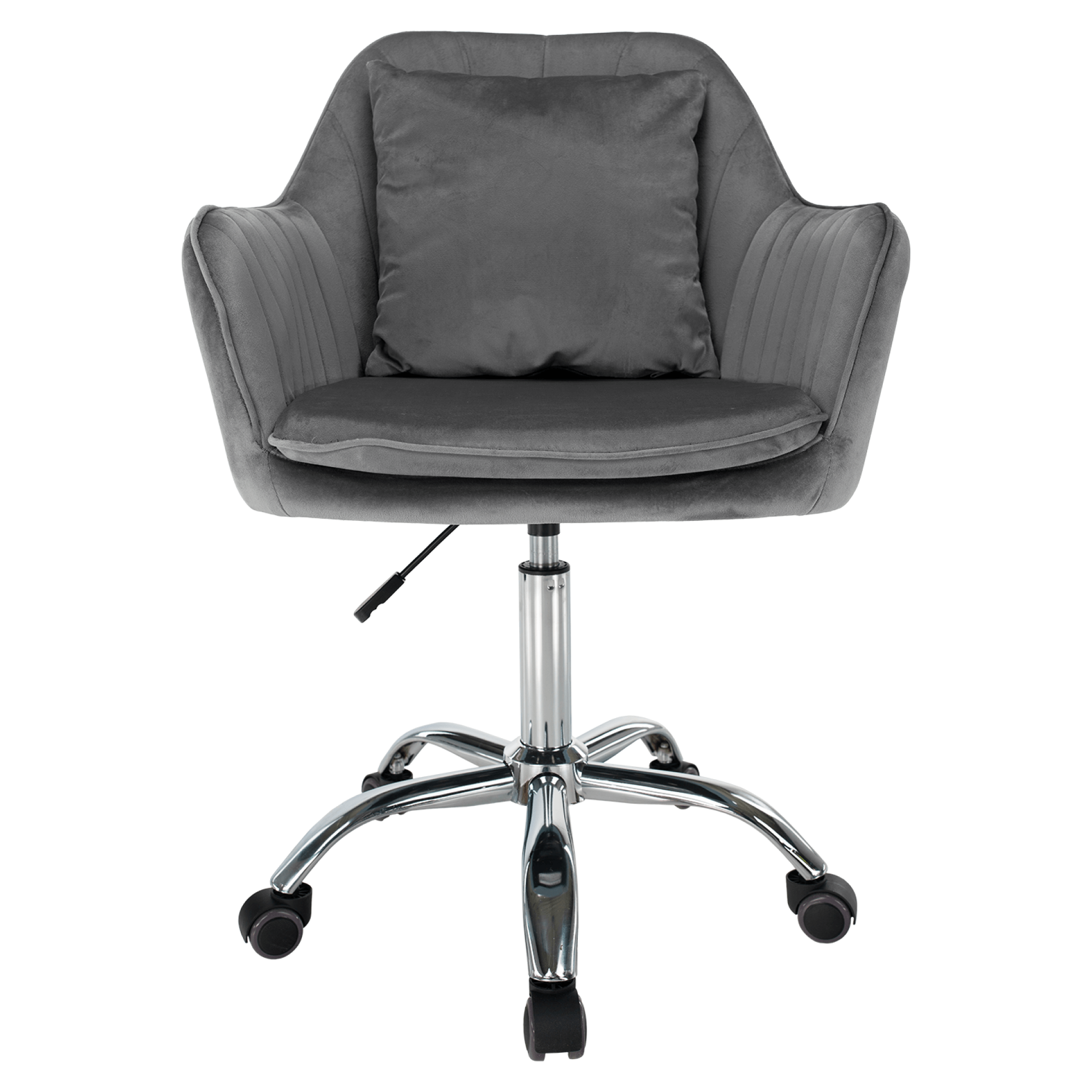 Scaun de birou, tesatura gri Velvet/crom, KLIAN — imaginea 3
