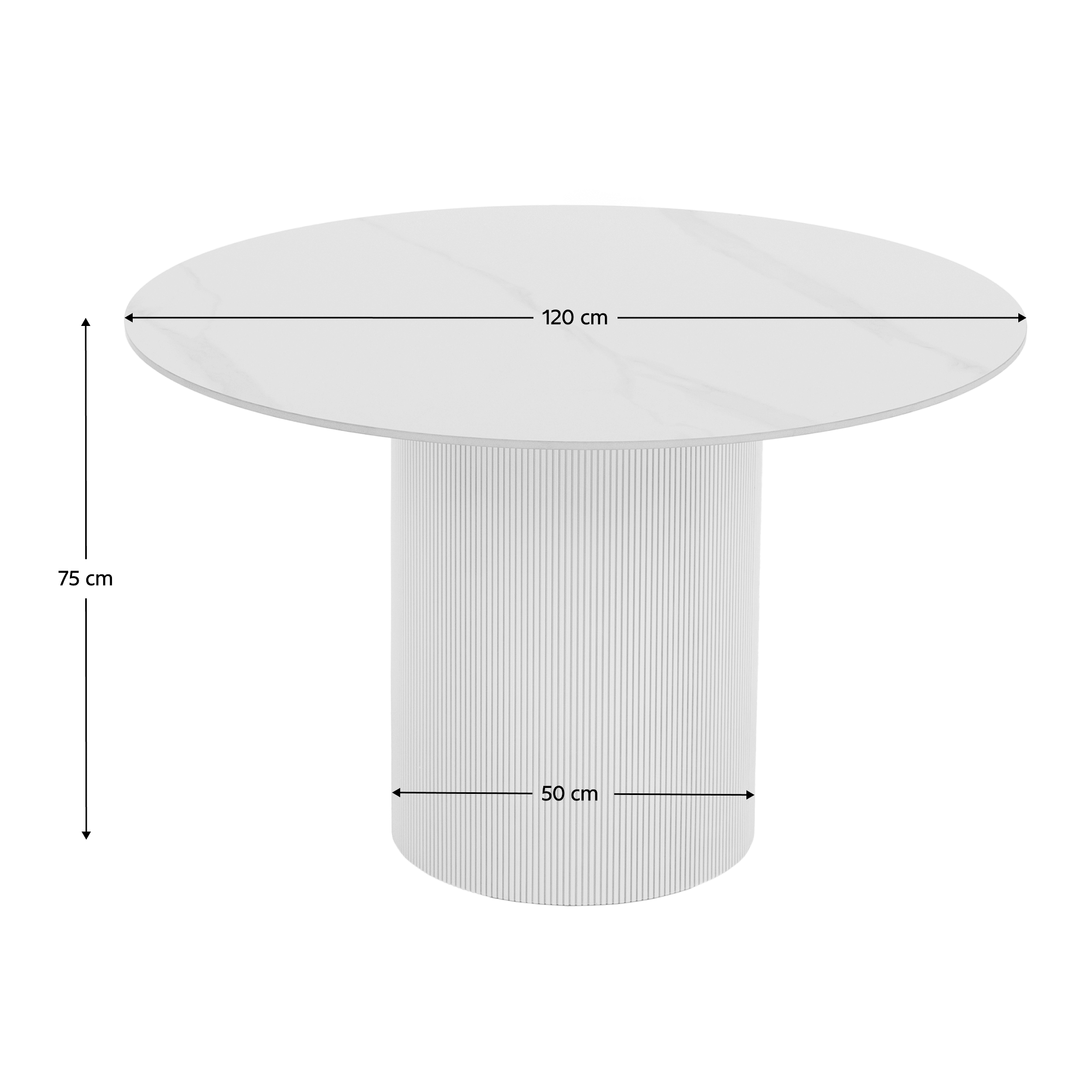 Masa de sufragerie, marmura alba/MDF, diametru 120 cm, MAHIR TIP 1 — imaginea 9