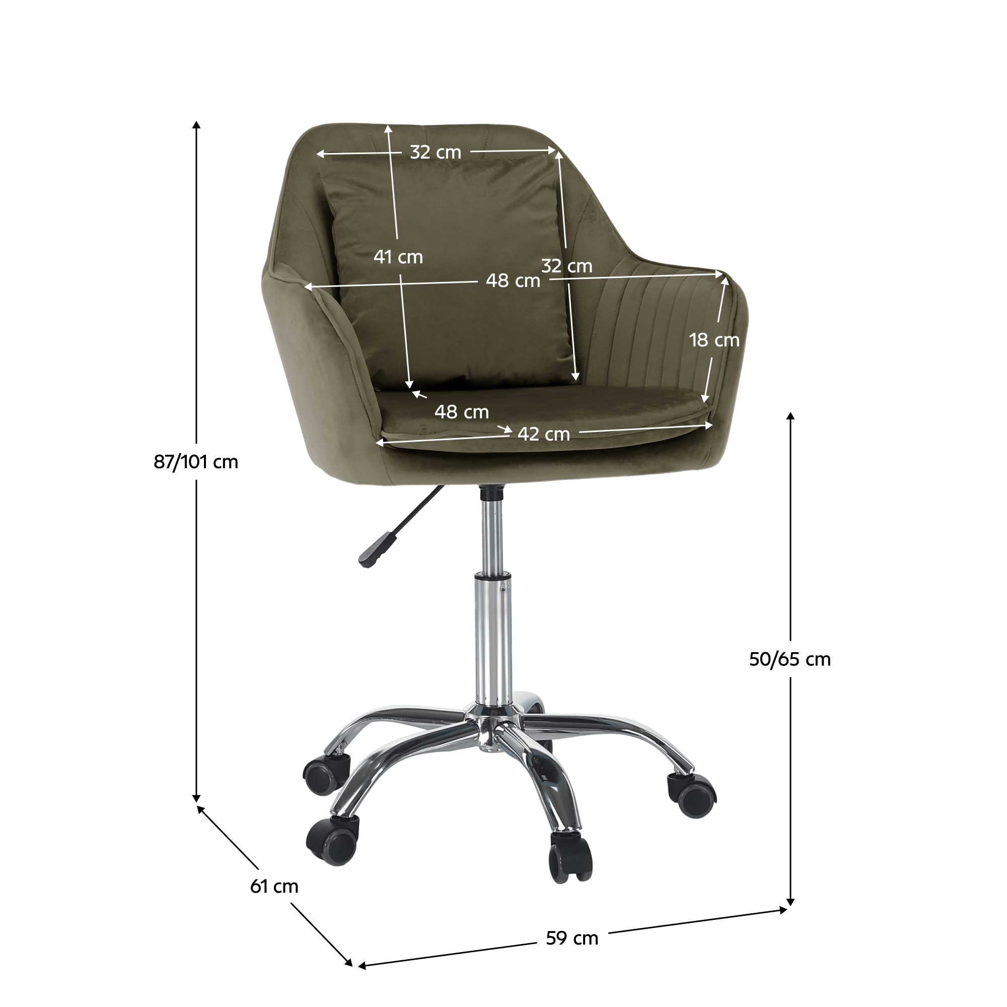 Scaun de birou, gri-maro Taupe tesatura Velvet/crom, KLIAN — imaginea 14