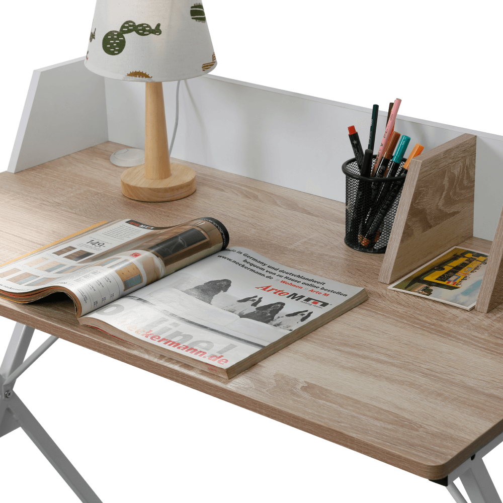 Birou pentru PC, stejar deschis/alb, PSALMO — imaginea 6