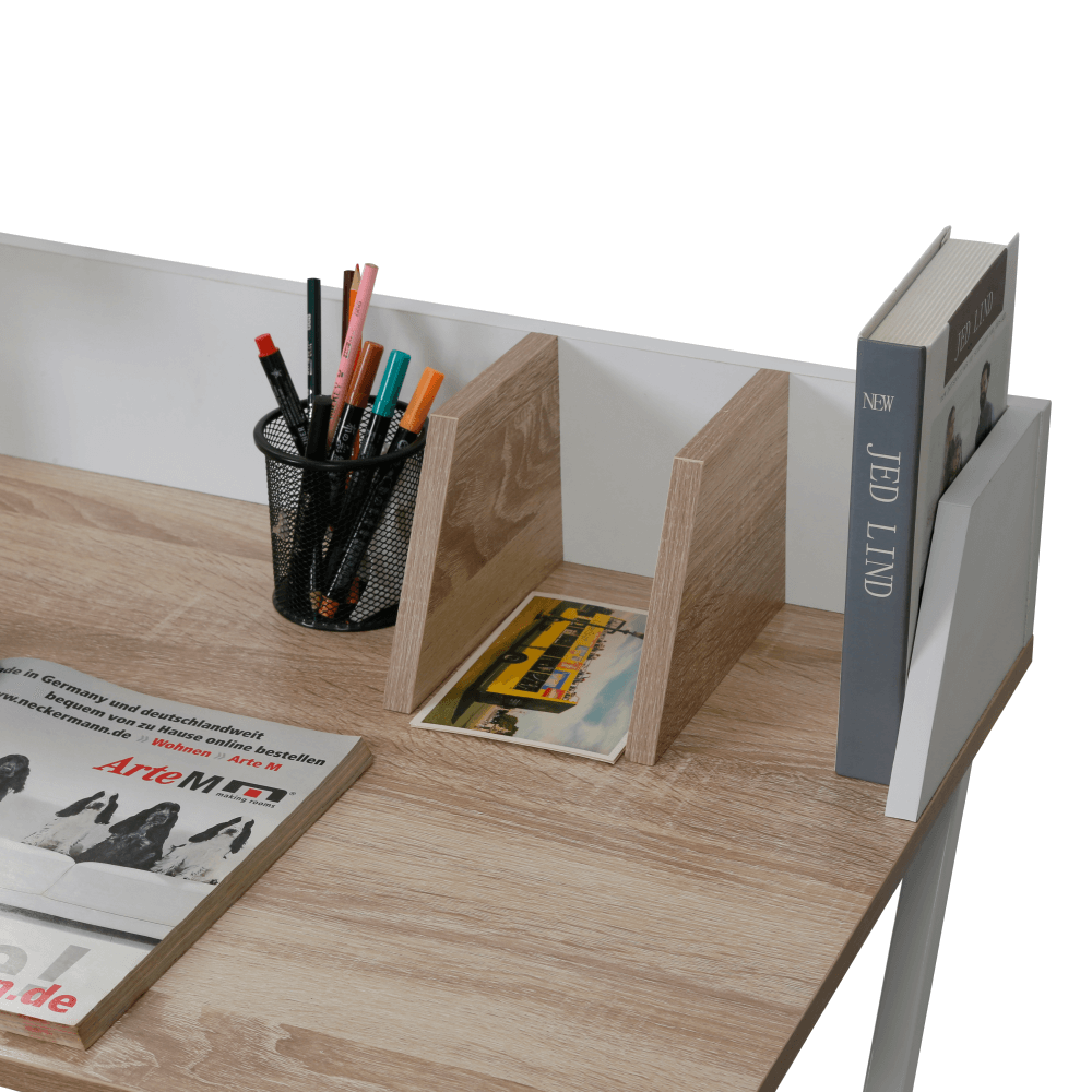 Birou pentru PC, stejar deschis/alb, PSALMO — imaginea 7