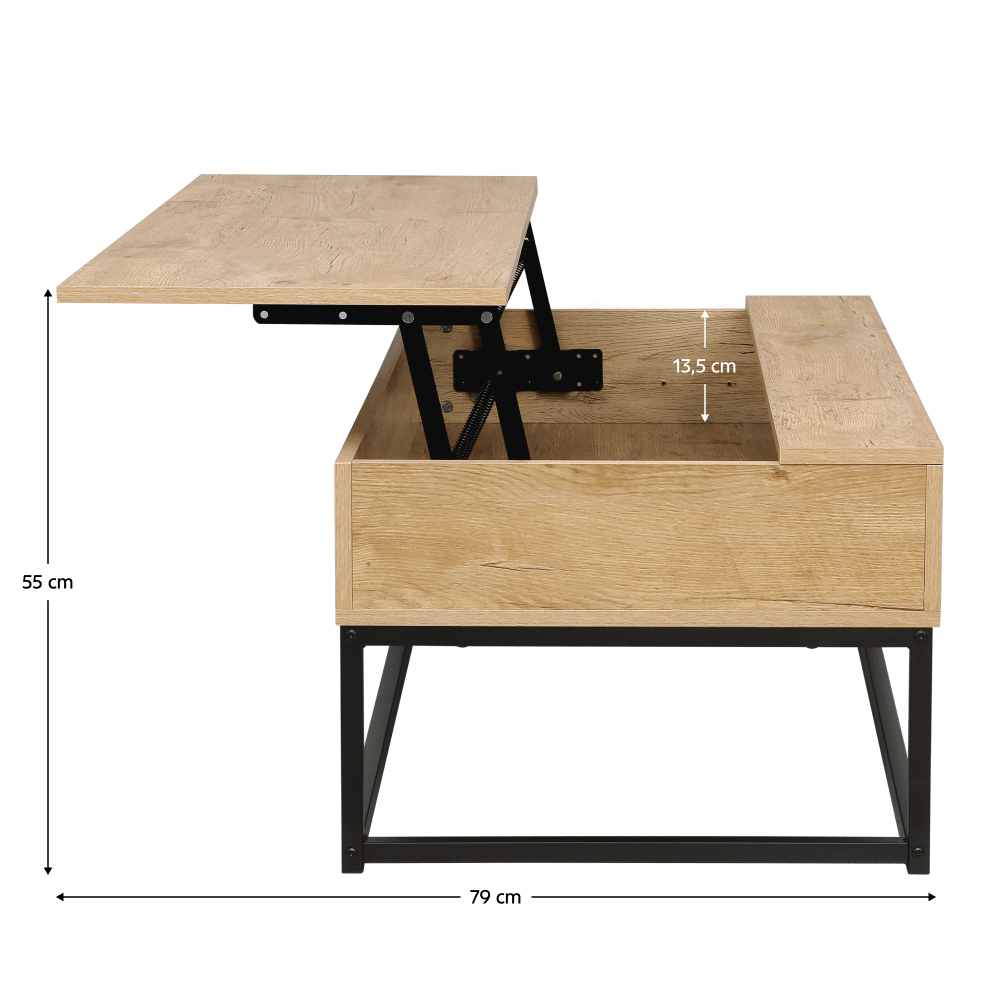 Masuta de cafea, stejar / negru, LIVINA — imaginea 2