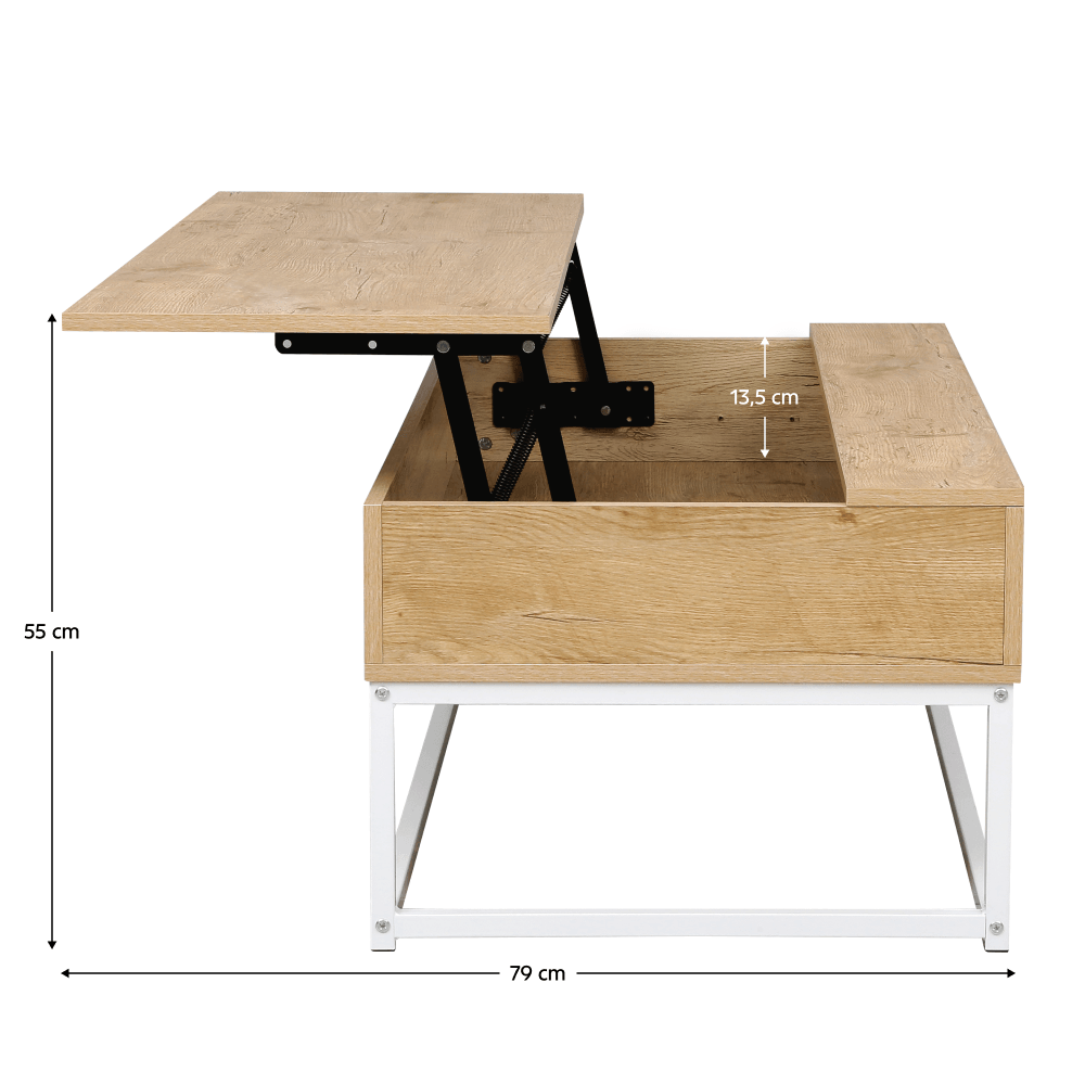 Masuta de cafea, stejar/alb, LIVINA — imaginea 2