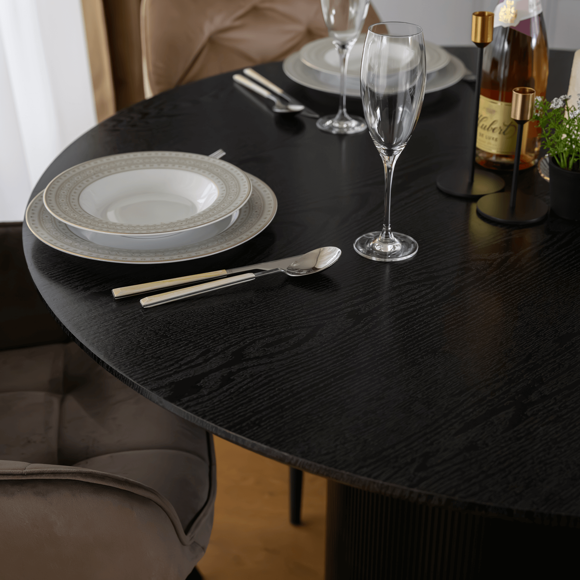 Masa de sufragerie, neagra, diametru 120 cm, MAHIR TIP 2 — imaginea 13