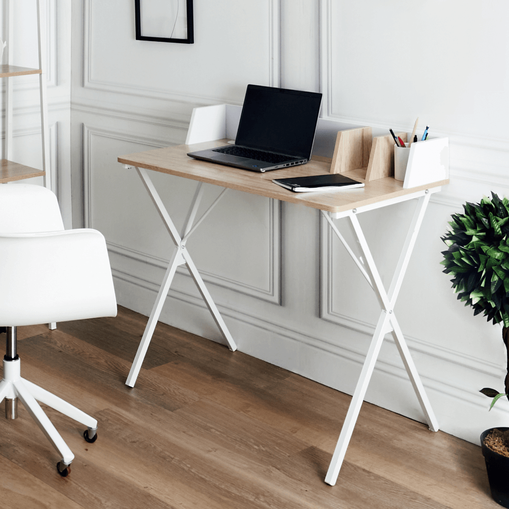 Birou pentru PC, stejar deschis/alb, PSALMO — imaginea 10