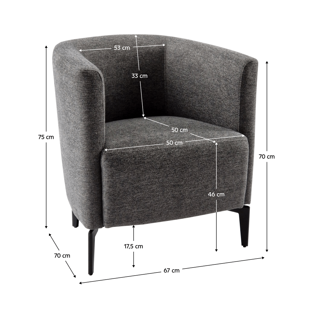 Fotoliu de design, gri / negru, KAPY — imaginea 3