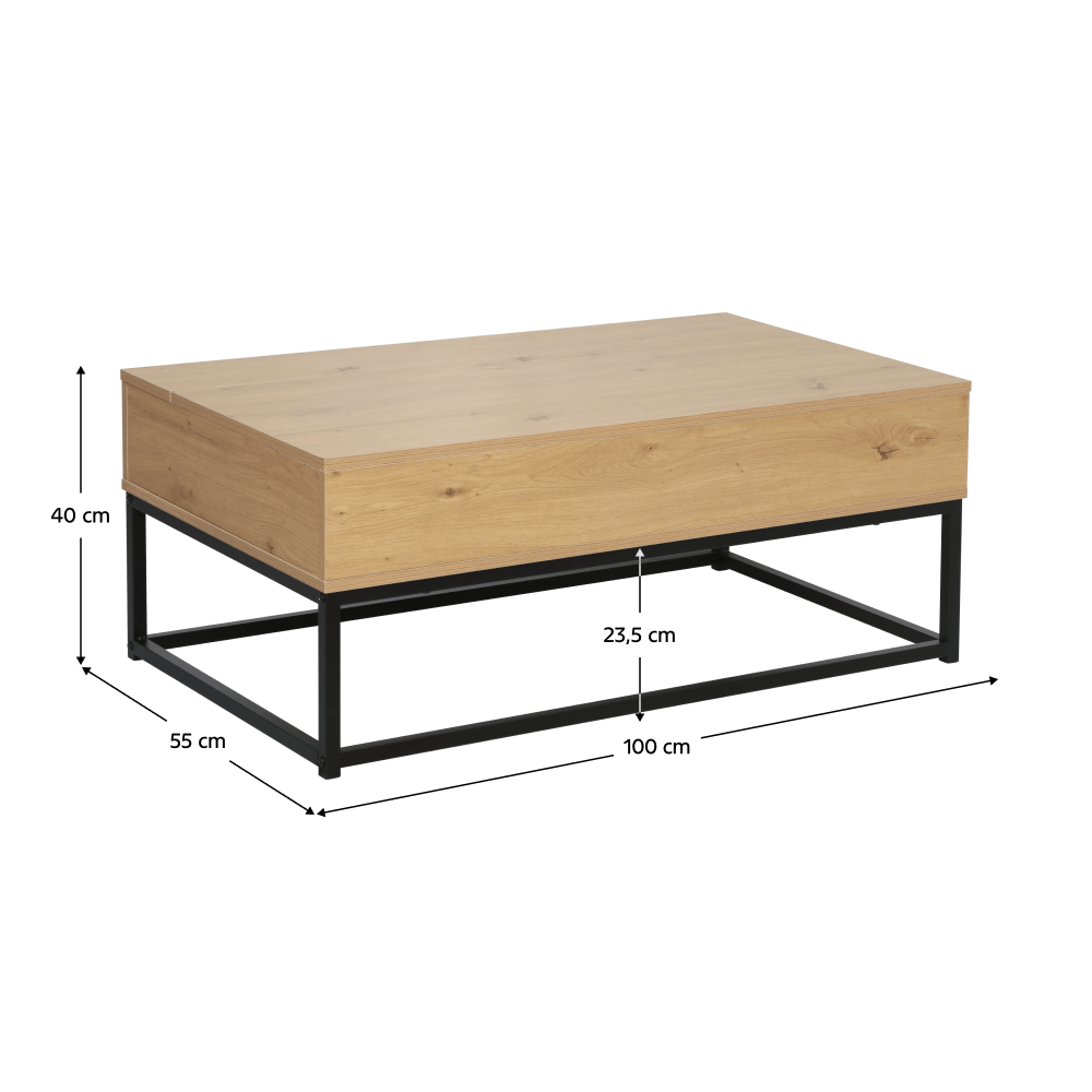 Masuta de cafea, stejar / negru, LIVINA — imaginea 8