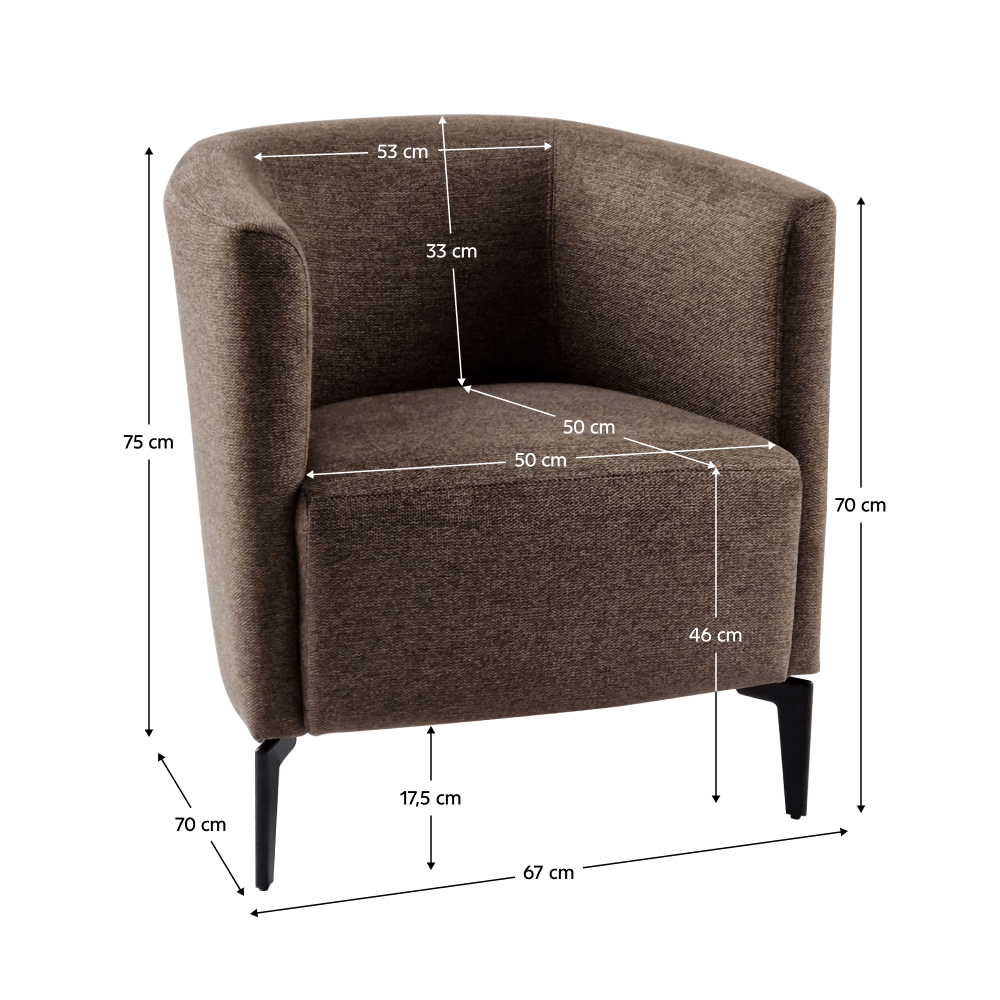 Fotoliu de design, maro / negru, KAPY — imaginea 3