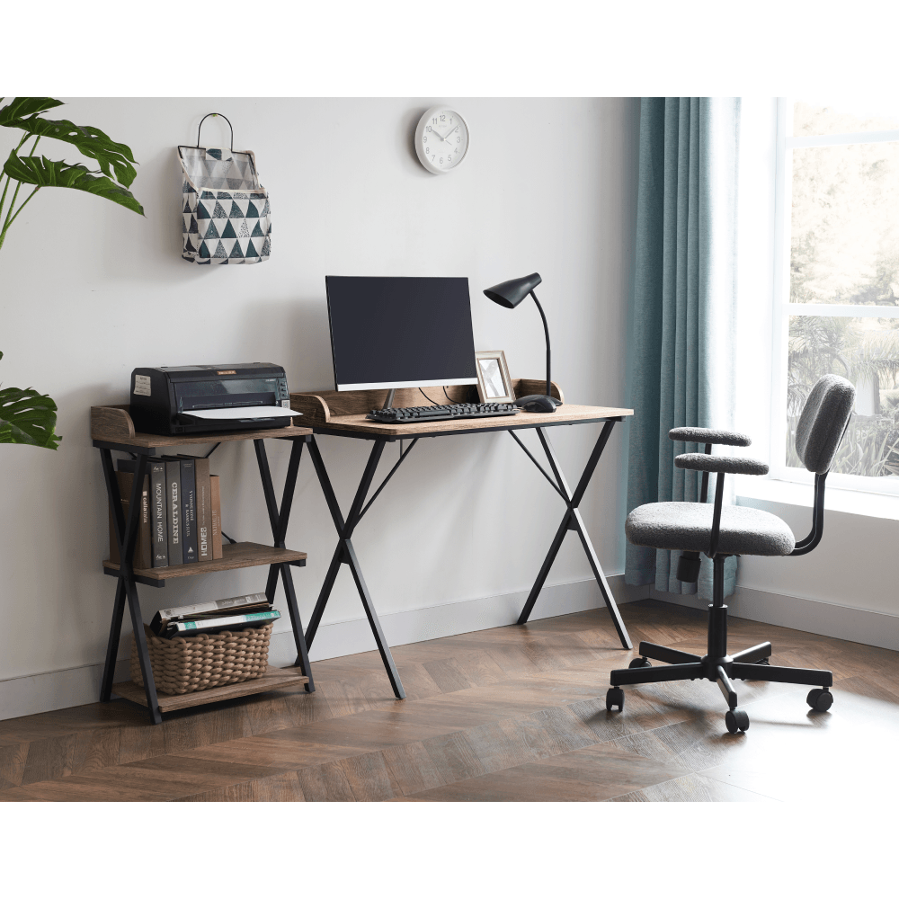 Birou pentru PC, stejar/negru, OFIS — imaginea 14