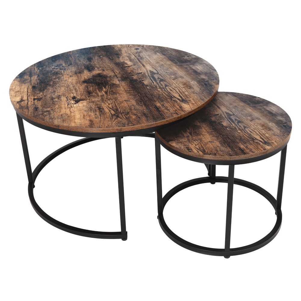 Masute de cafea, set de 2, nuc/negru, CIRKO — imaginea 2