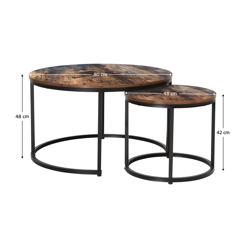 Masute de cafea, set de 2, nuc/negru, CIRKO — imaginea 4