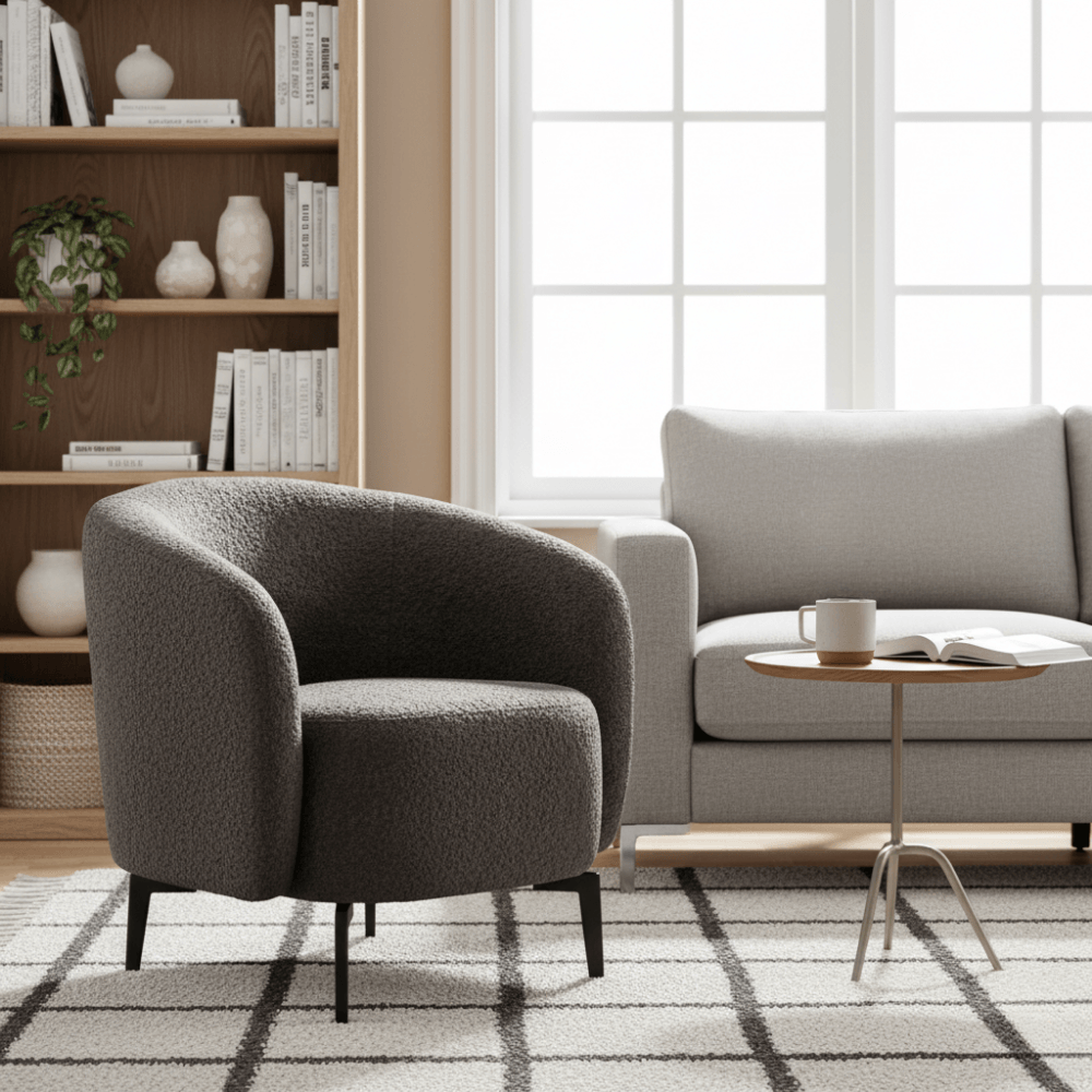 Fotoliu, gri-maro Taupe / negru, PRESO — imaginea 3