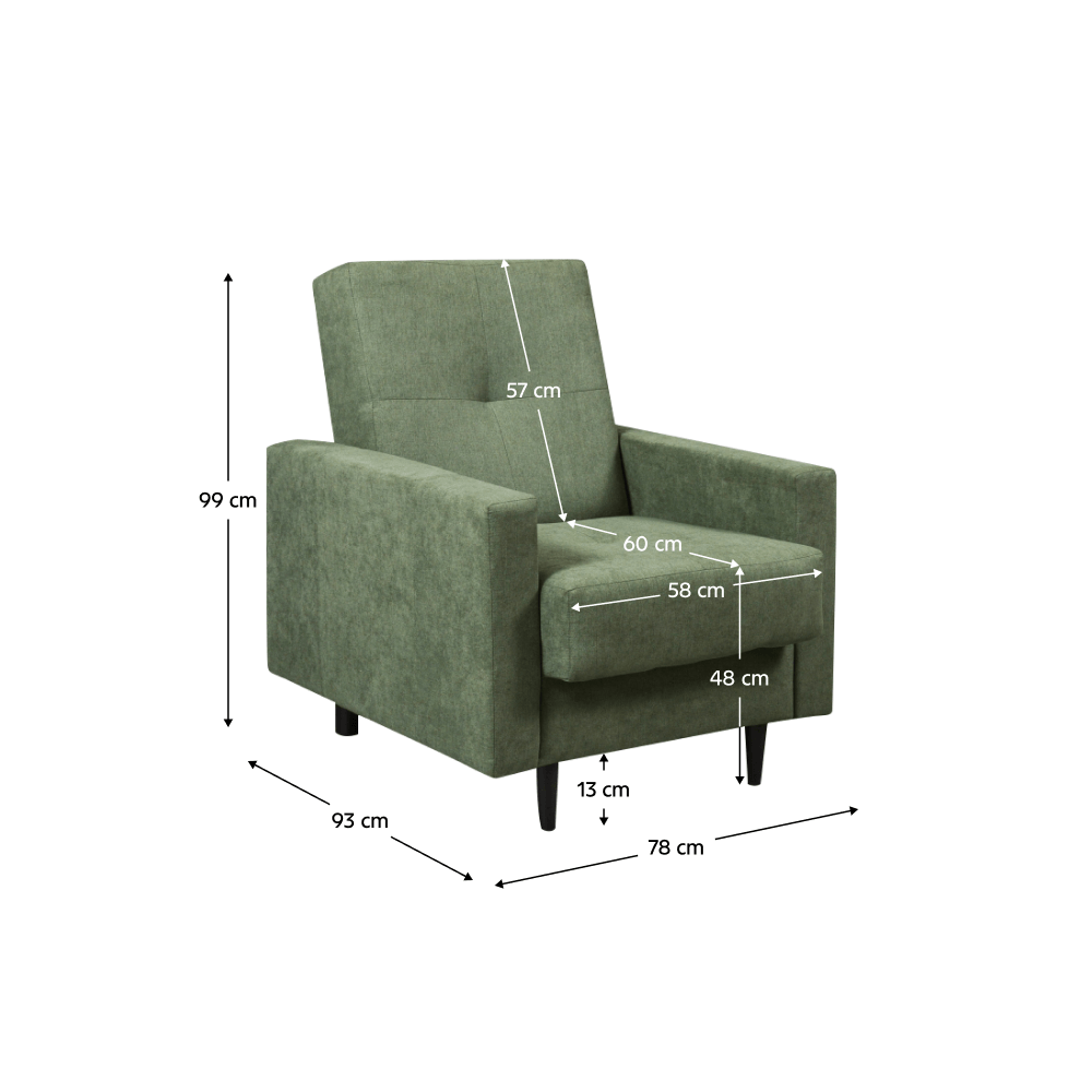 Fotoliu, material textil verde, VALDO — imaginea 3