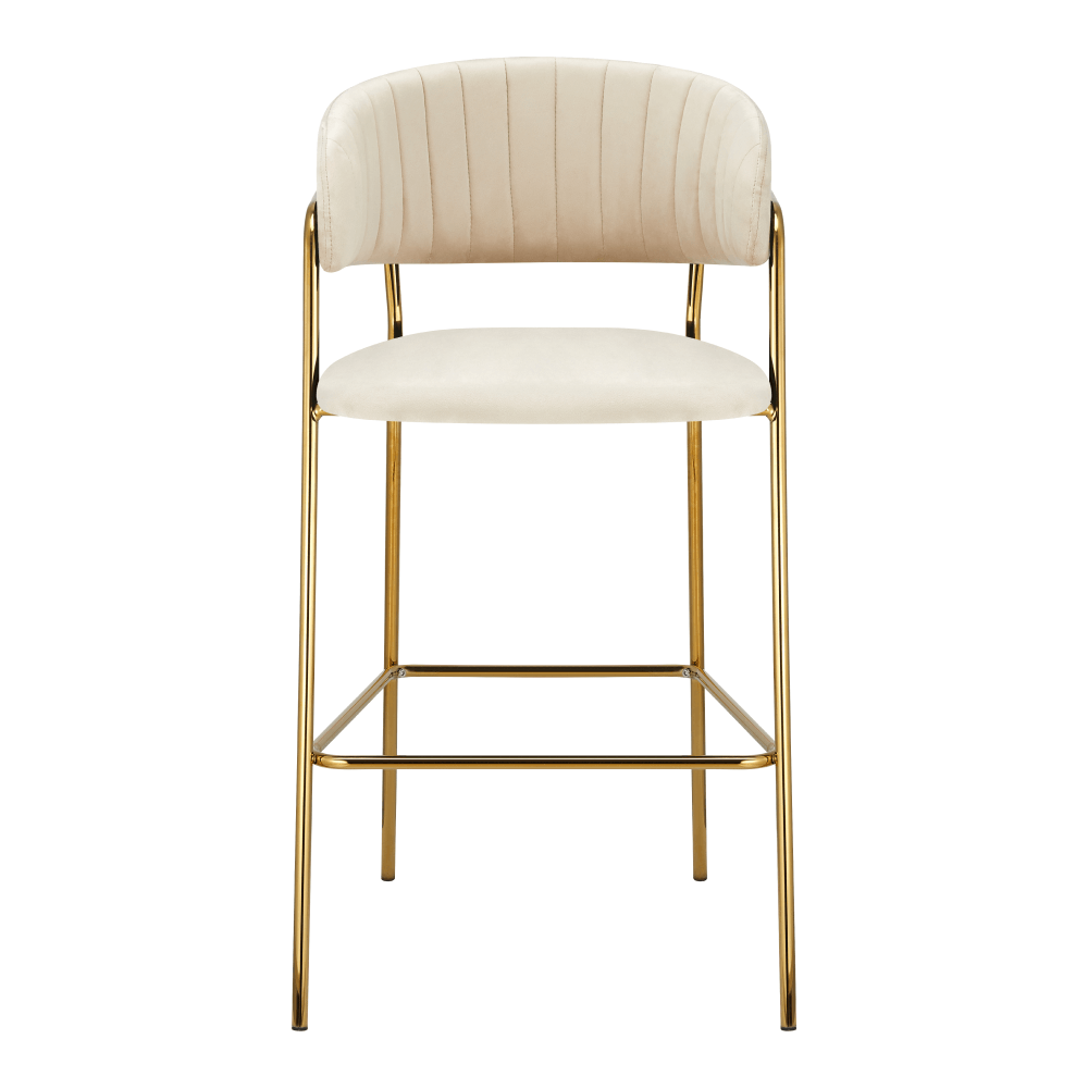 Scaun de bar de design, tesatura bej Velvet/gold crom auriu, DASMIN TIP 2 — imaginea 3