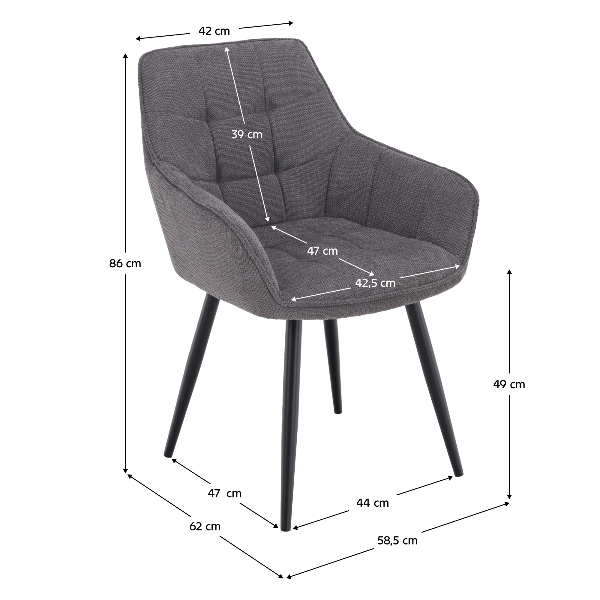 Scaun de design, gri/negru, MARKEN — imaginea 2