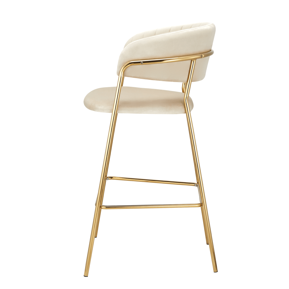 Scaun de bar de design, tesatura bej Velvet/gold crom auriu, DASMIN TIP 2 — imaginea 4