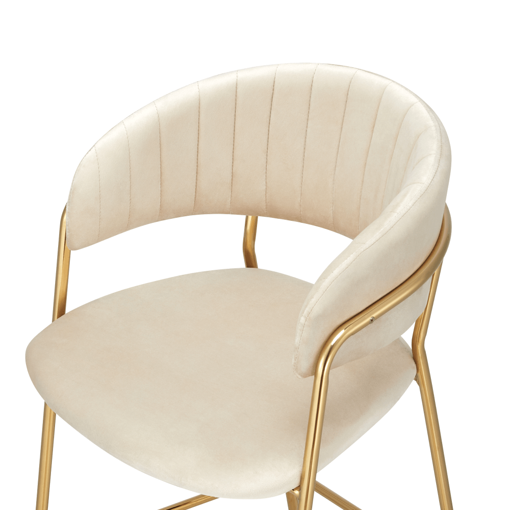 Scaun de bar de design, tesatura bej Velvet/gold crom auriu, DASMIN TIP 2 — imaginea 5