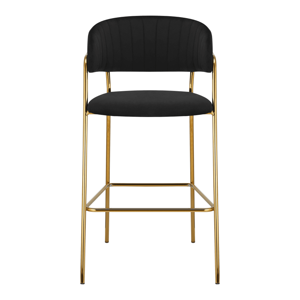 Scaun de bar de design, material catifea neagra/gold crom auriu, DASMIN TIP 2 — imaginea 3