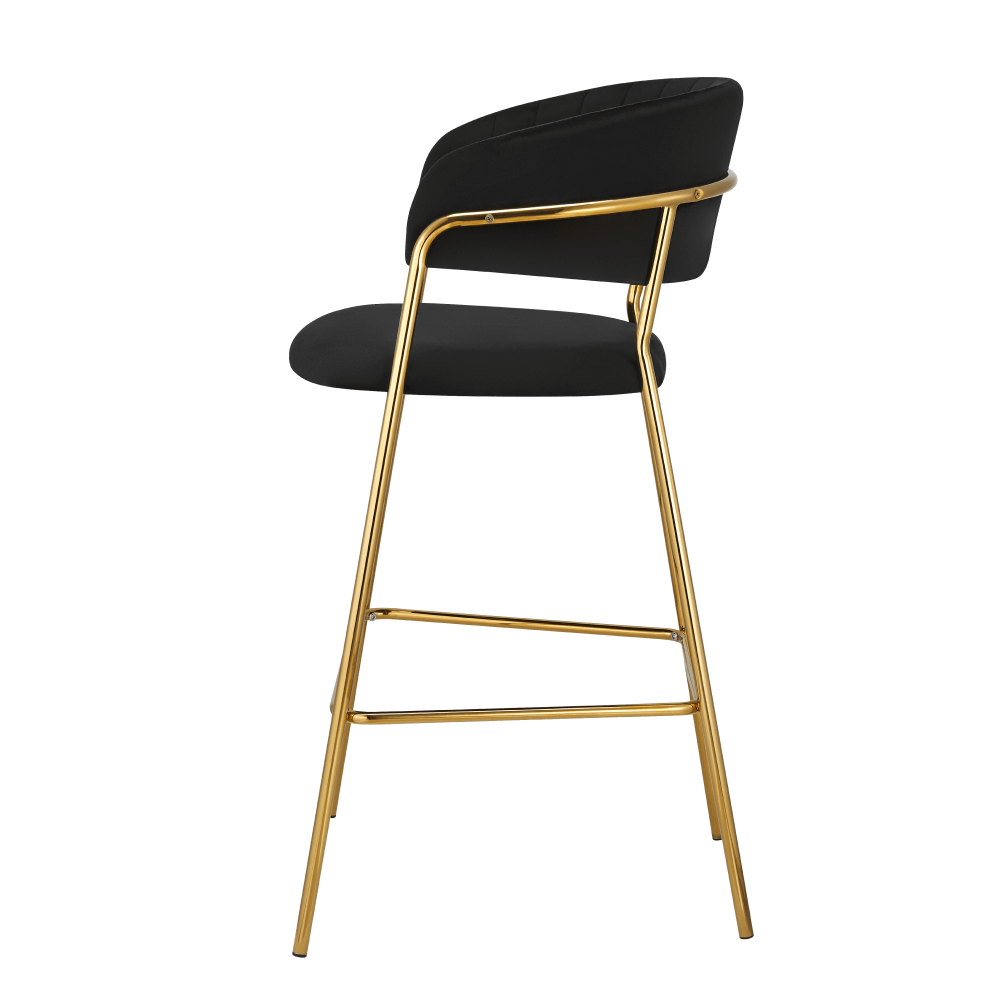 Scaun de bar de design, material catifea neagra/gold crom auriu, DASMIN TIP 2 — imaginea 4