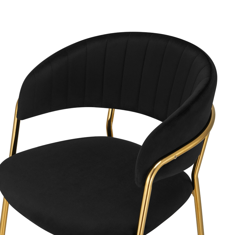 Scaun de bar de design, material catifea neagra/gold crom auriu, DASMIN TIP 2 — imaginea 5