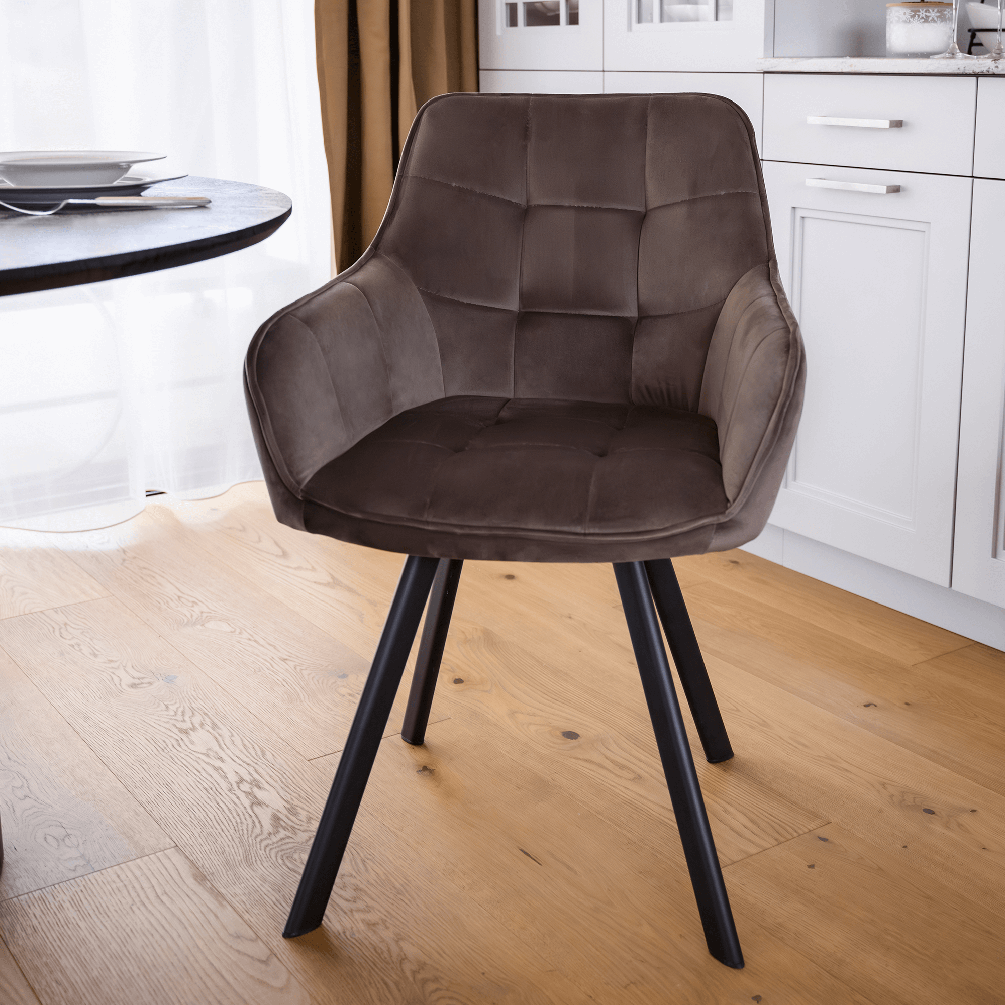 Scaun de design, gri-maronie Velvet/negru, PETIN — imaginea 17