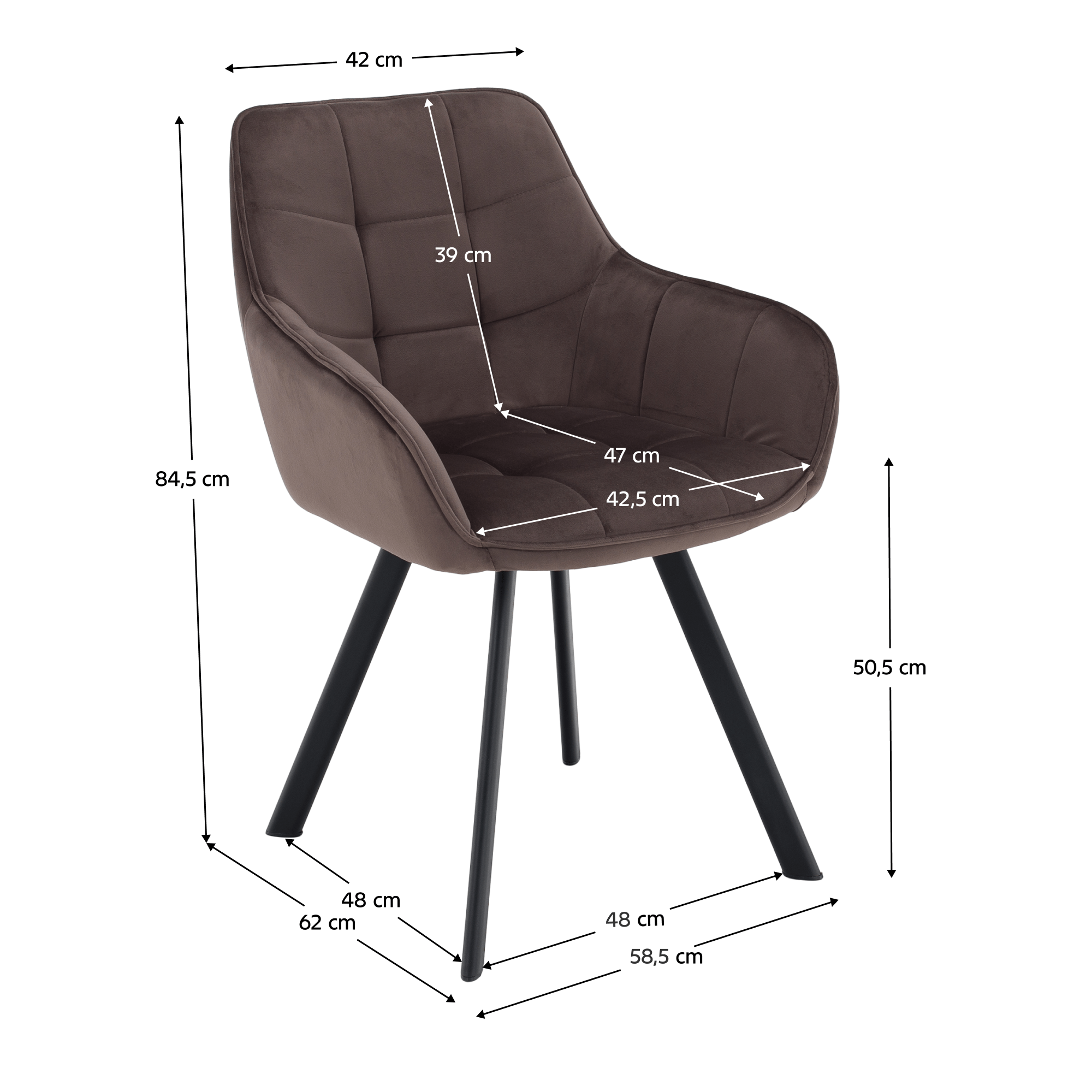 Scaun de design, gri-maronie Velvet/negru, PETIN — imaginea 18