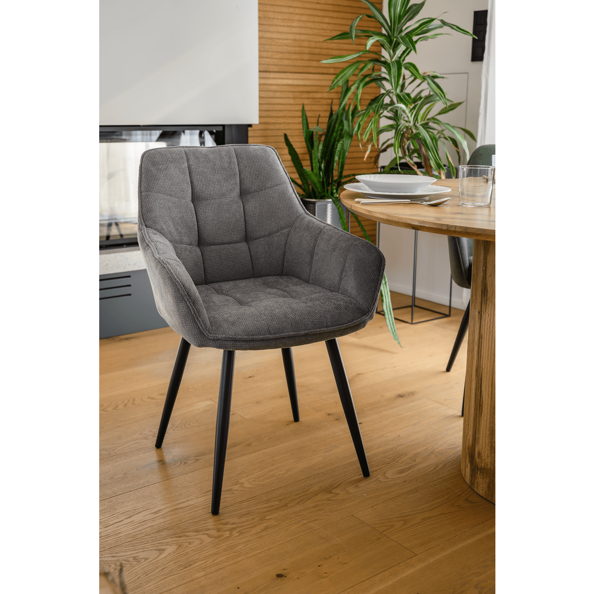 Scaun de design, gri/negru, MARKEN — imaginea 18