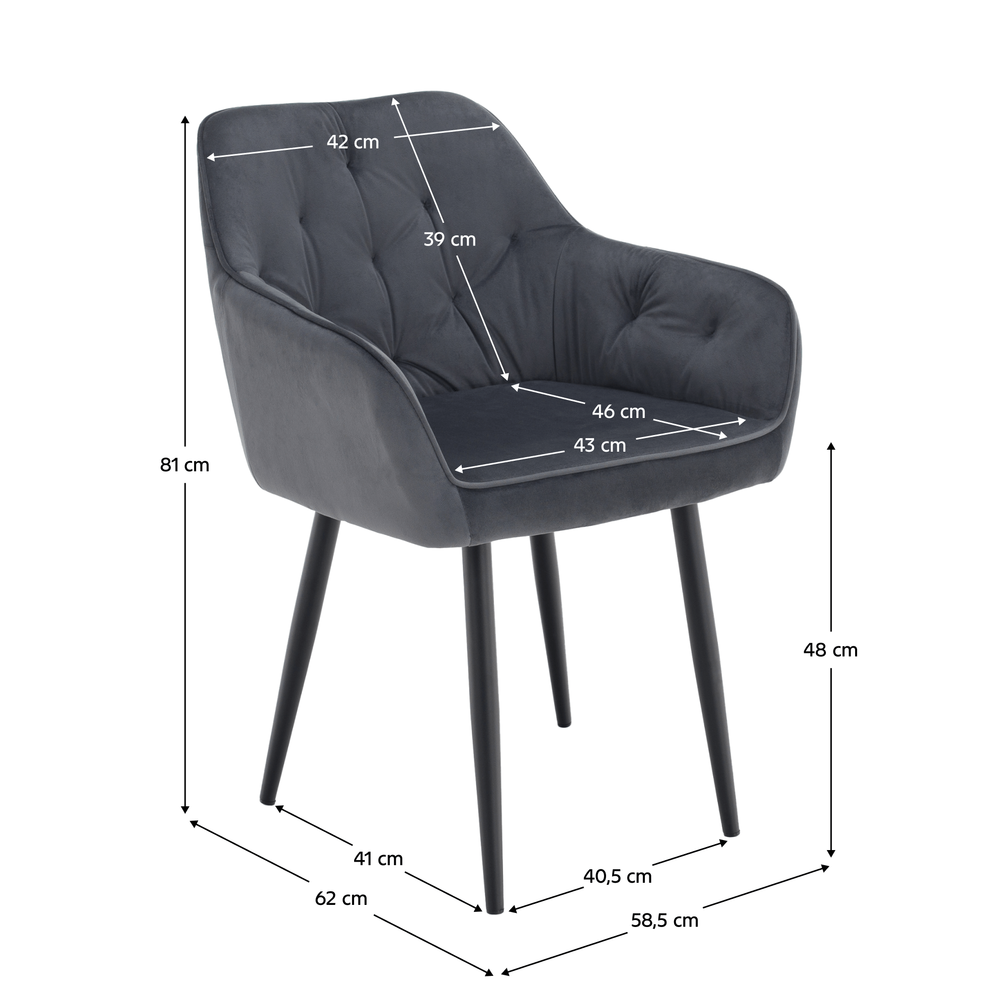 Fotoliu de design, material Velvet gri, VERIO — imaginea 16