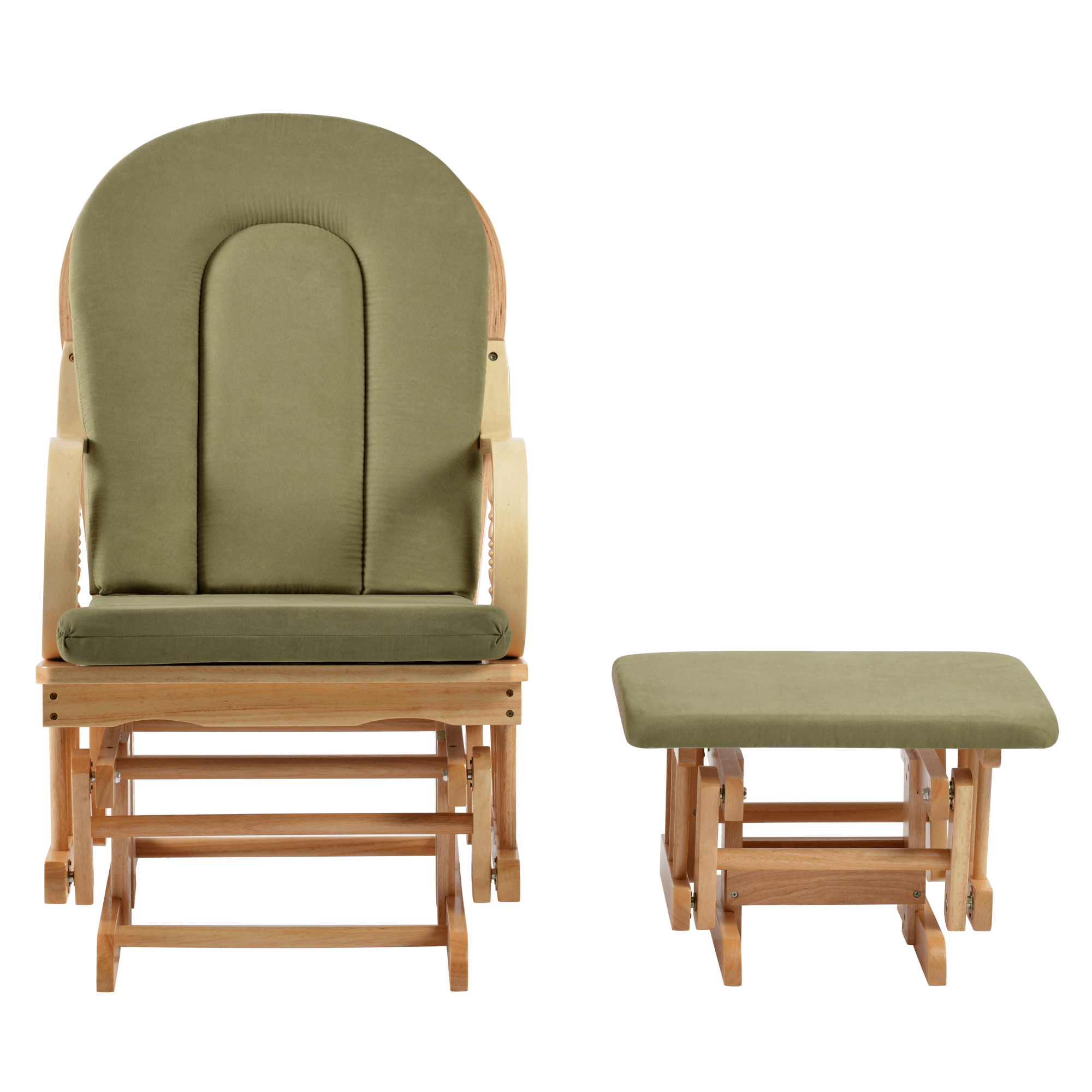 Scaun balansoar cu suport pentru picioare, natural/verde, DALBERT — imaginea 3