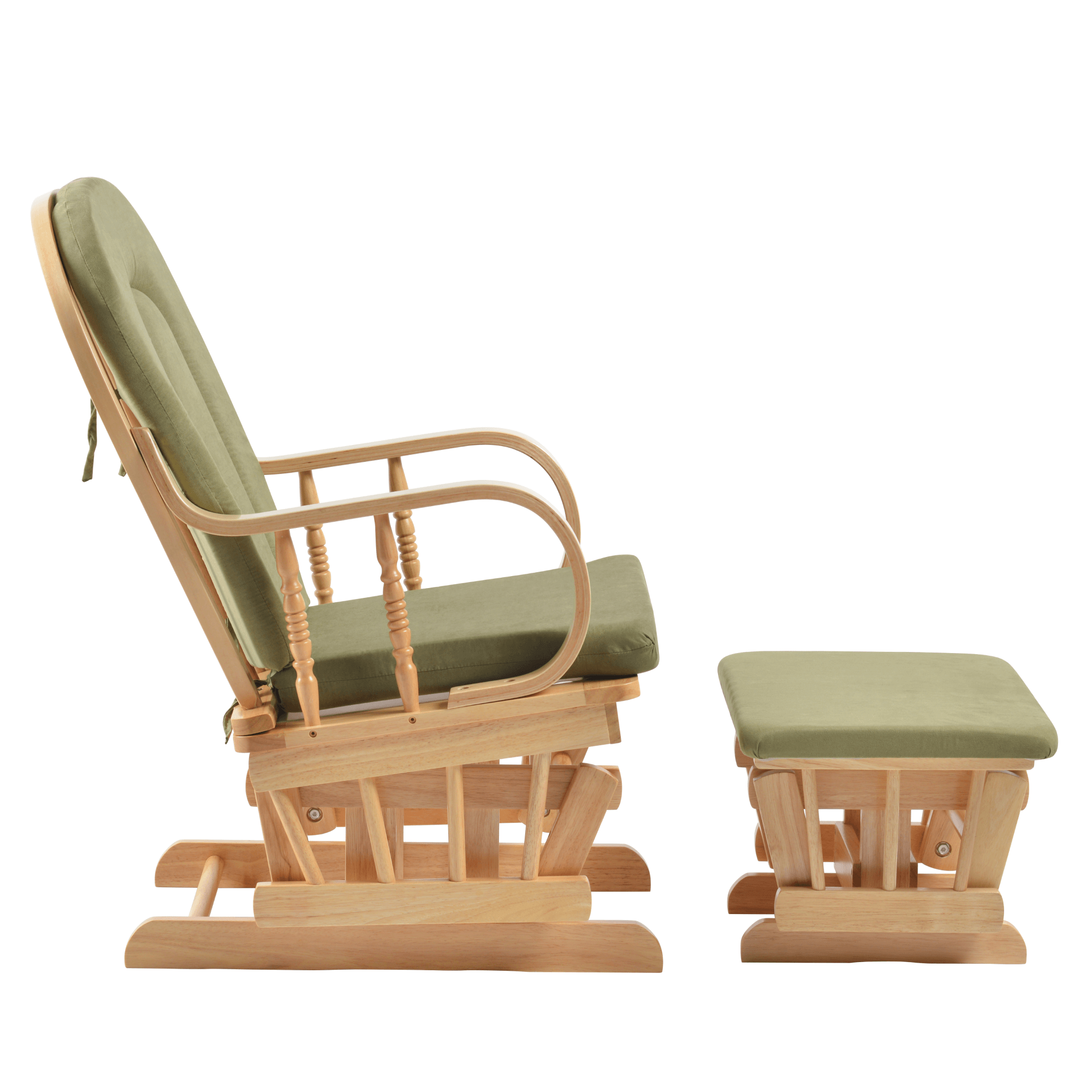 Scaun balansoar cu suport pentru picioare, natural/verde, DALBERT — imaginea 4