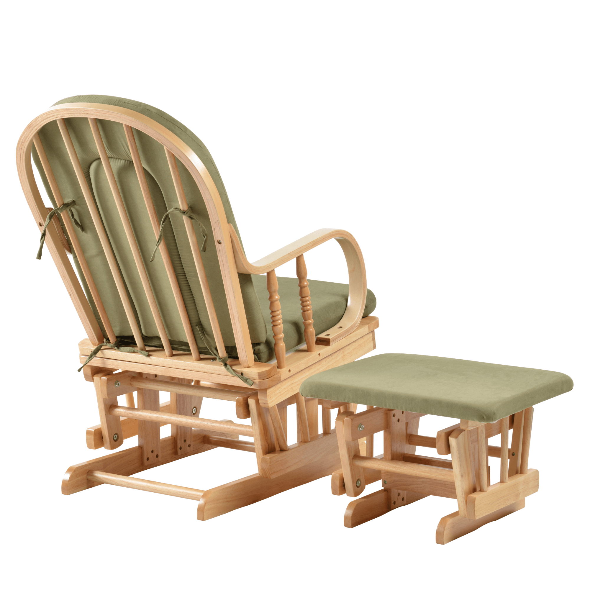 Scaun balansoar cu suport pentru picioare, natural/verde, DALBERT — imaginea 5