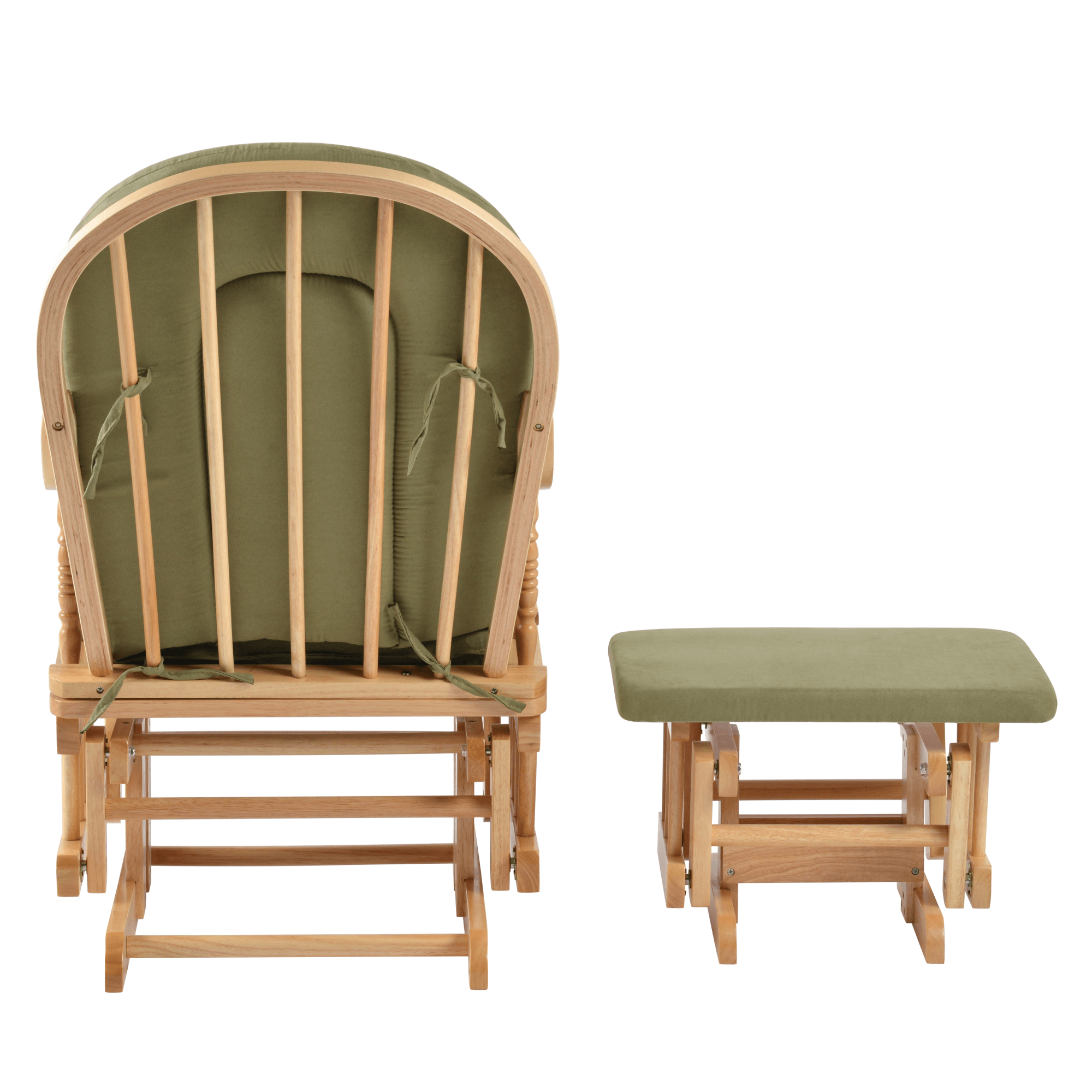 Scaun balansoar cu suport pentru picioare, natural/verde, DALBERT — imaginea 6