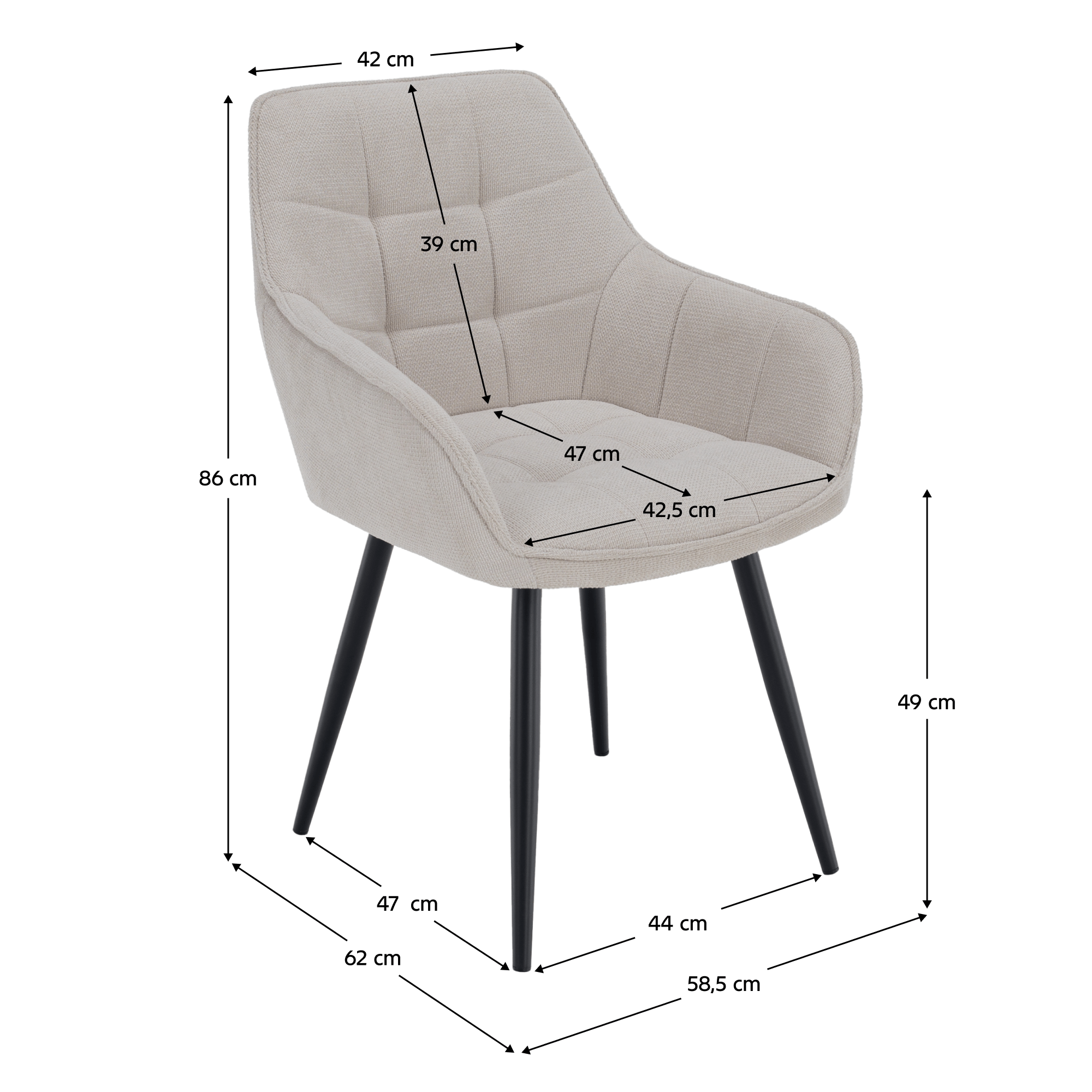 Scaunul de design, bej/negru, MARKEN — imaginea 18