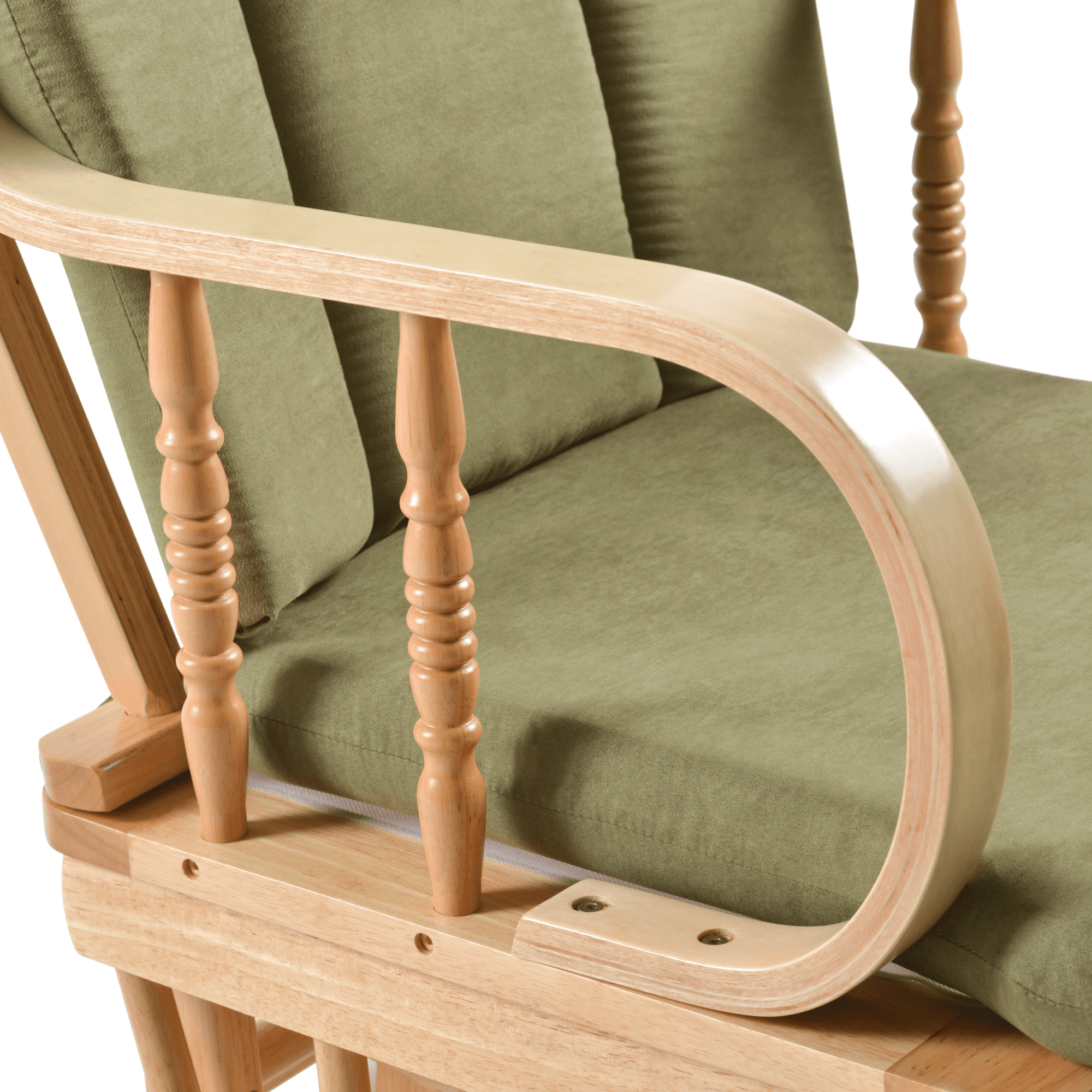 Scaun balansoar cu suport pentru picioare, natural/verde, DALBERT — imaginea 9
