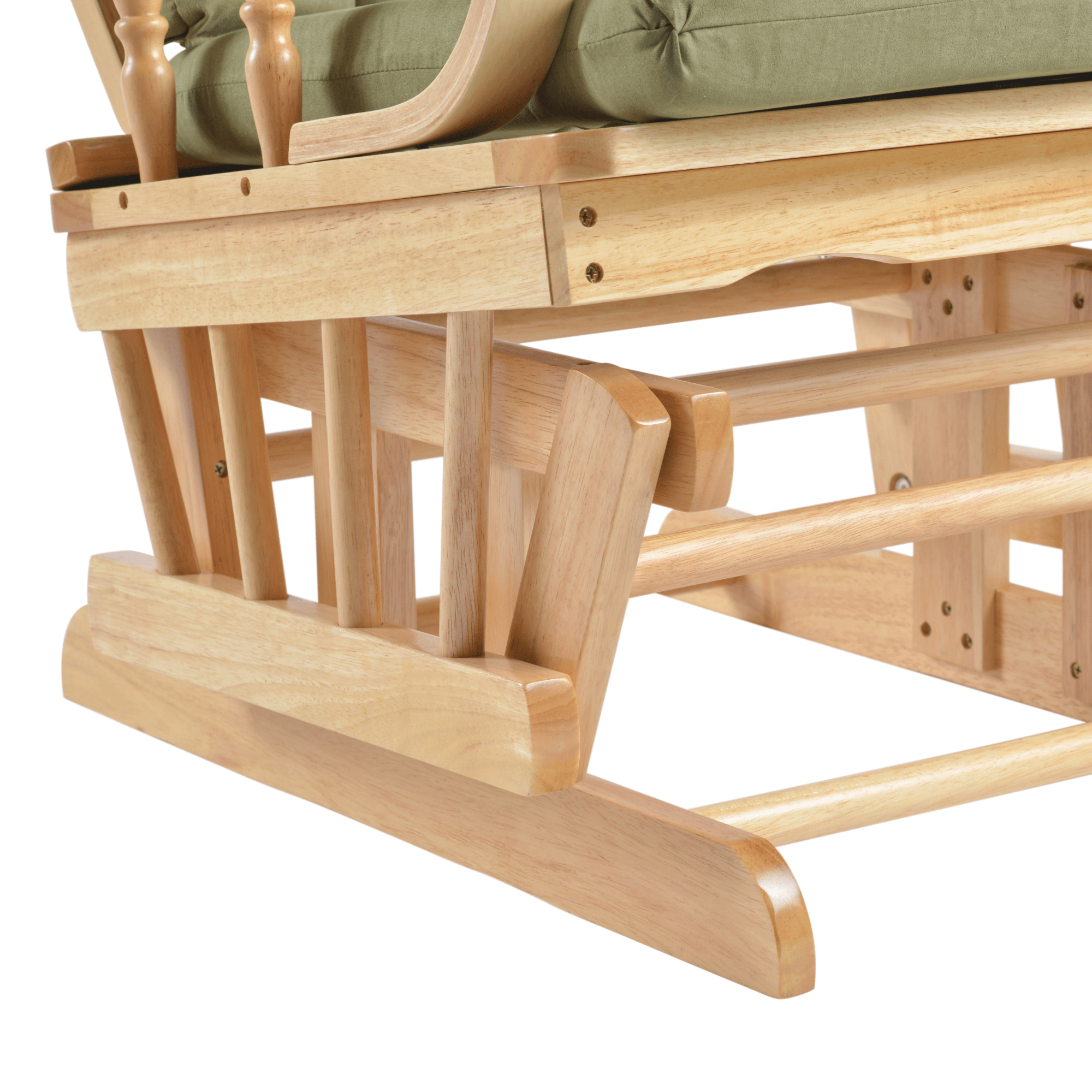 Scaun balansoar cu suport pentru picioare, natural/verde, DALBERT — imaginea 10