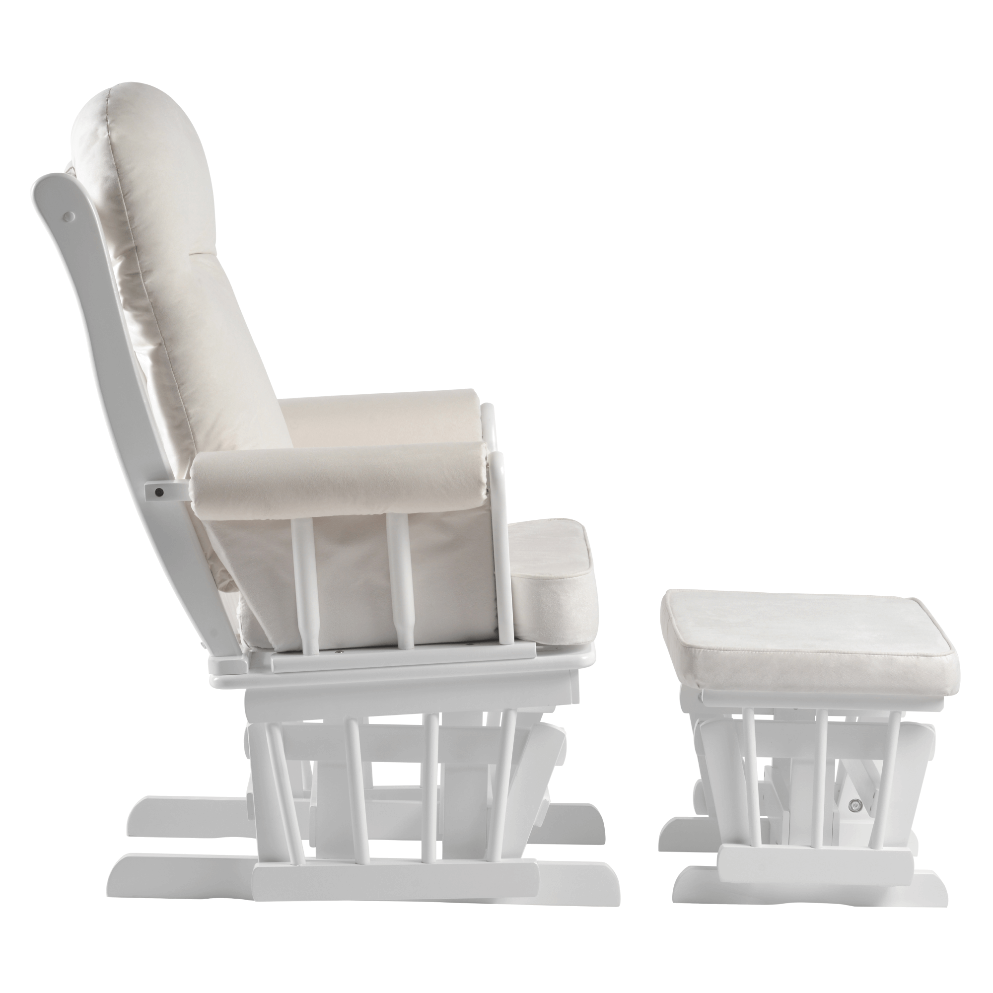 Scaun balansoar cu suport pentru picioare, alb/crem, SAFORD — imaginea 4
